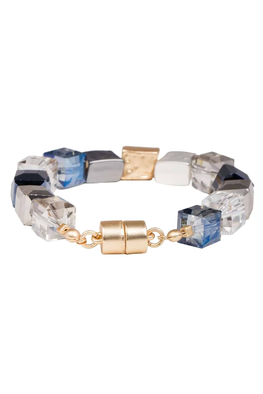 Faceted Bead & Stone Bracelet - Navy