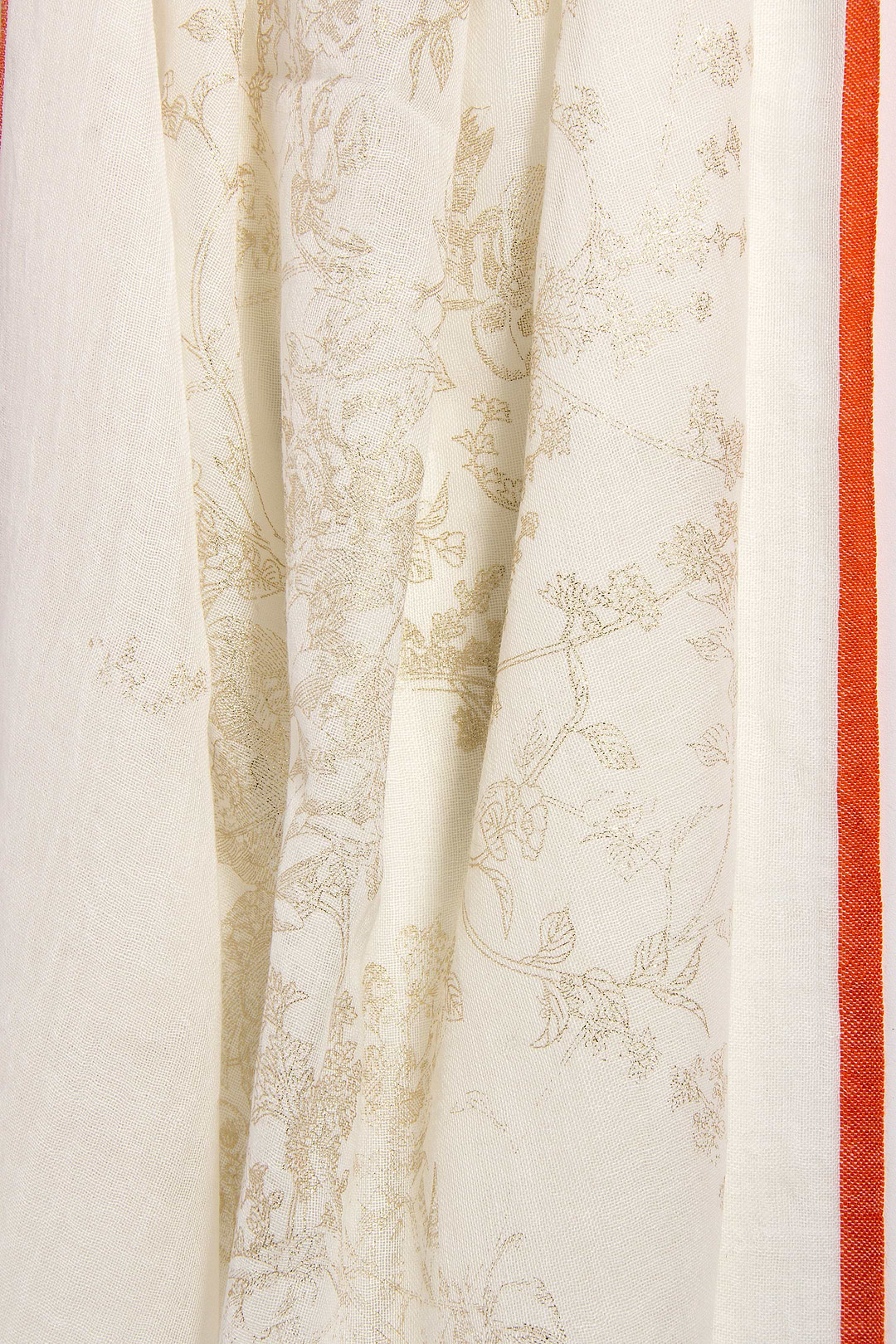 Gold Flake Floral Wool Scarf