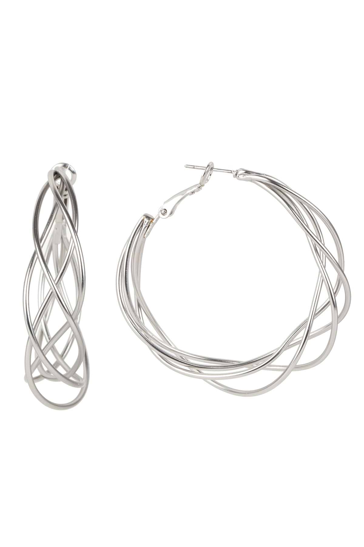 Multi Surface Hoop Earring - Silver