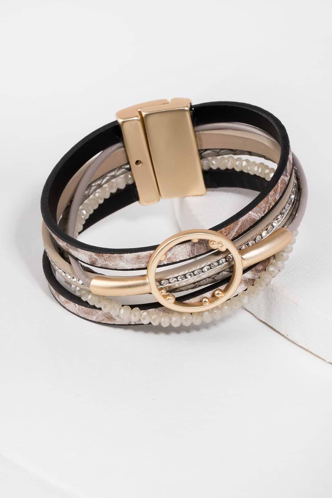 Kayla Leather Bracelet - Seashell