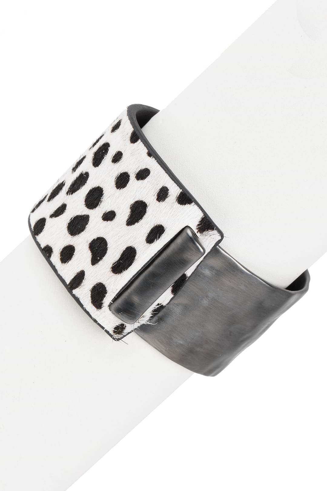 Leather Metal Duo Bracelet - Dark Gray