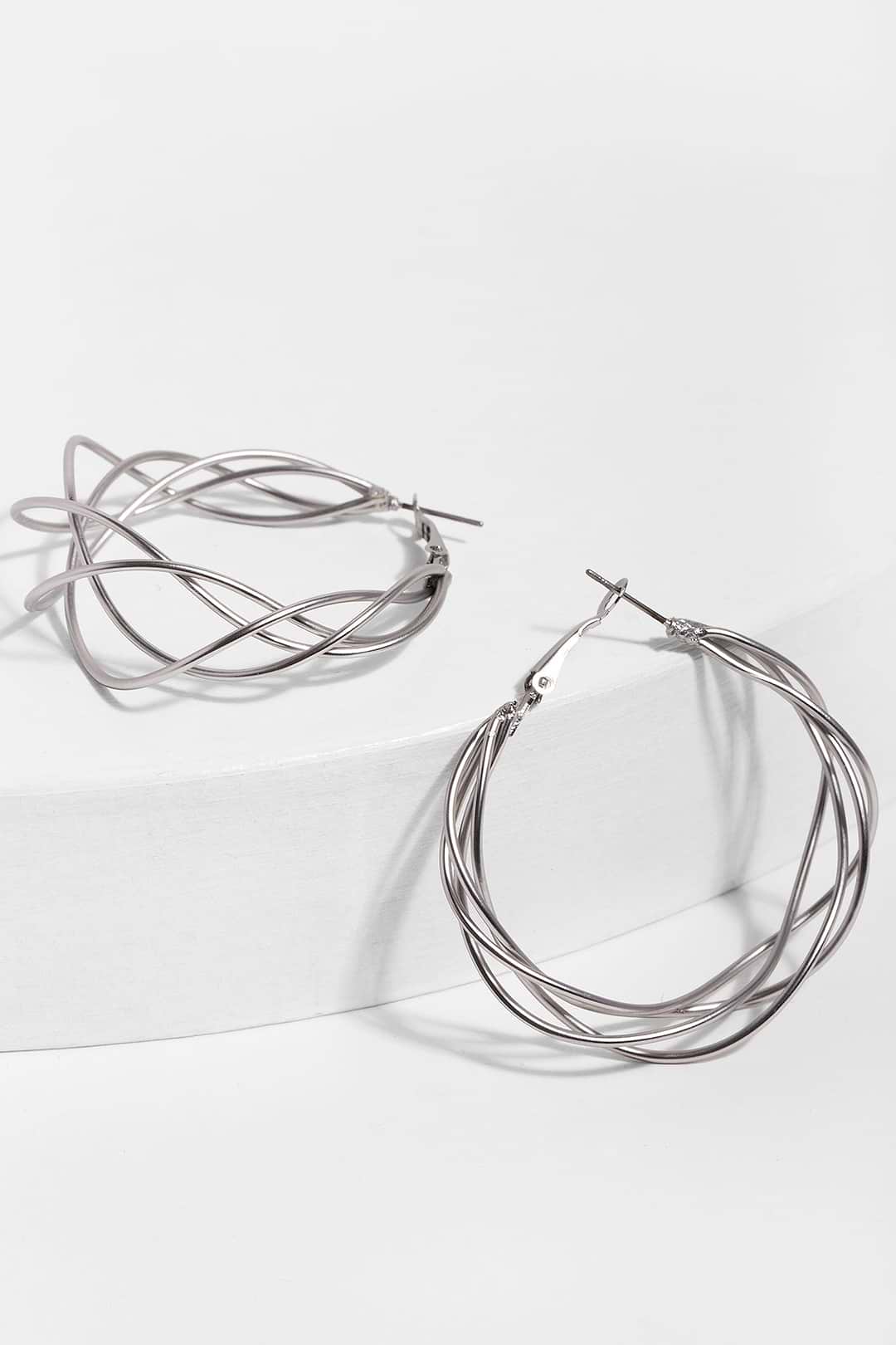 Multi Surface Hoop Earring - Silver