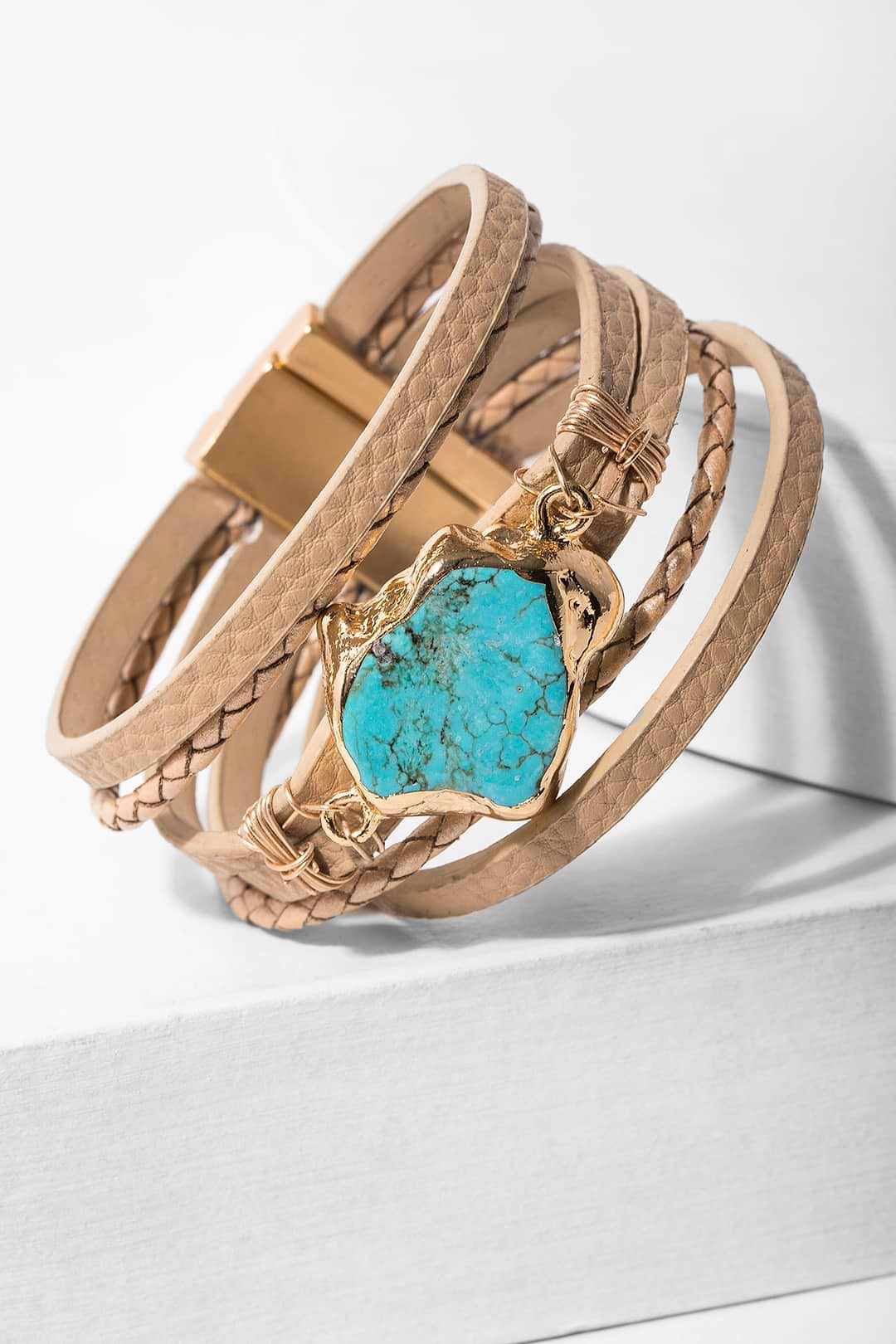 Braided Turquoise Bracelet - Pale Turquoise