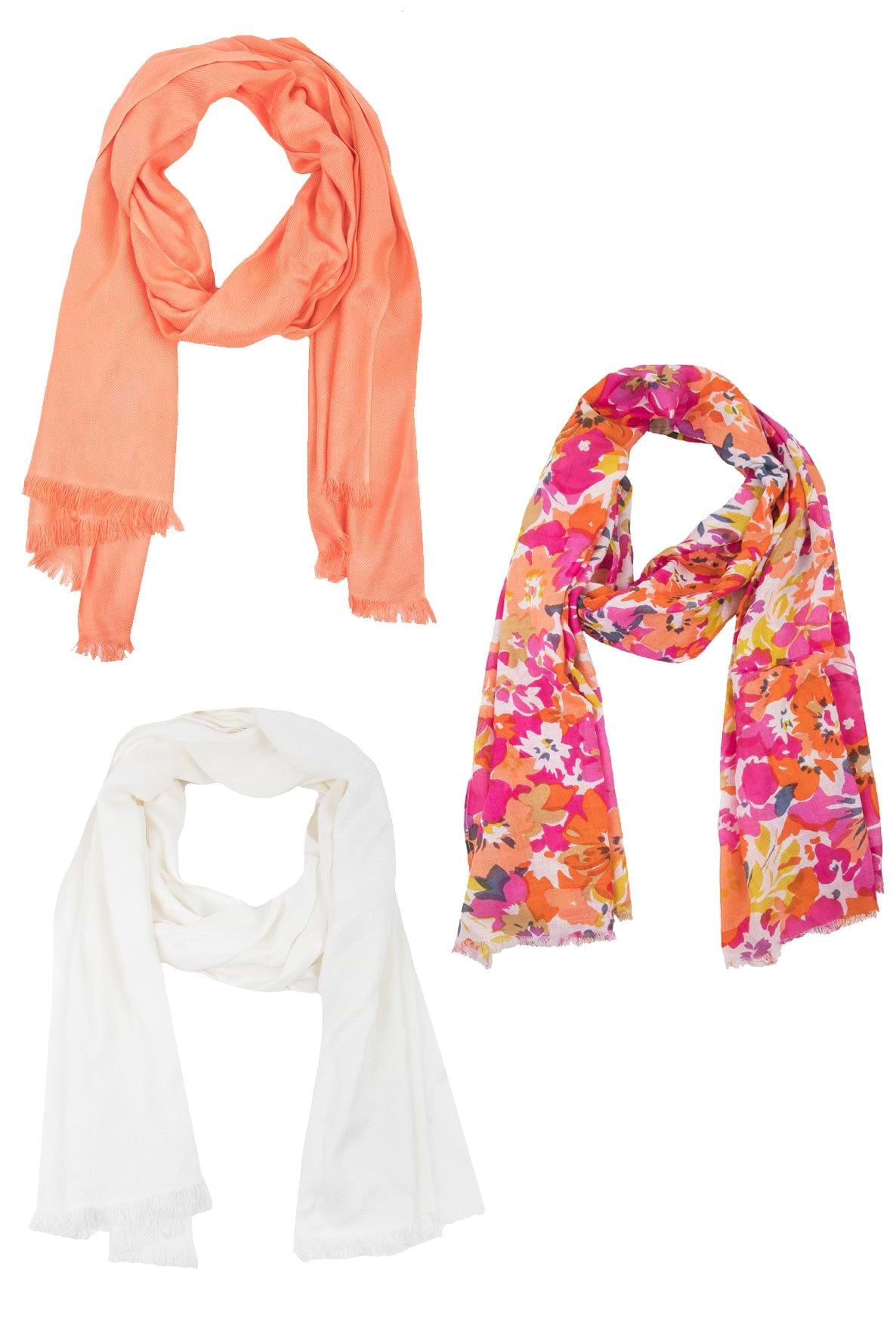 Flower Garden Scarf Set - Coral