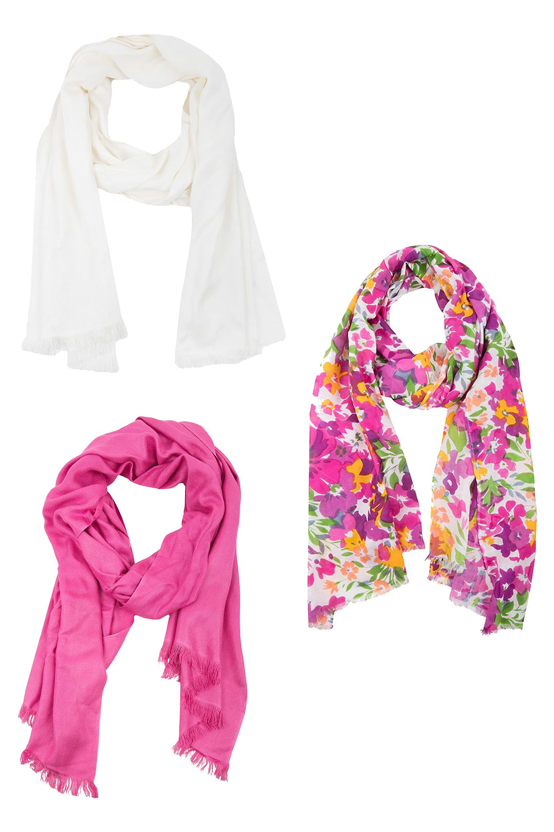   Flower Garden Scarf Set - Hot Pink