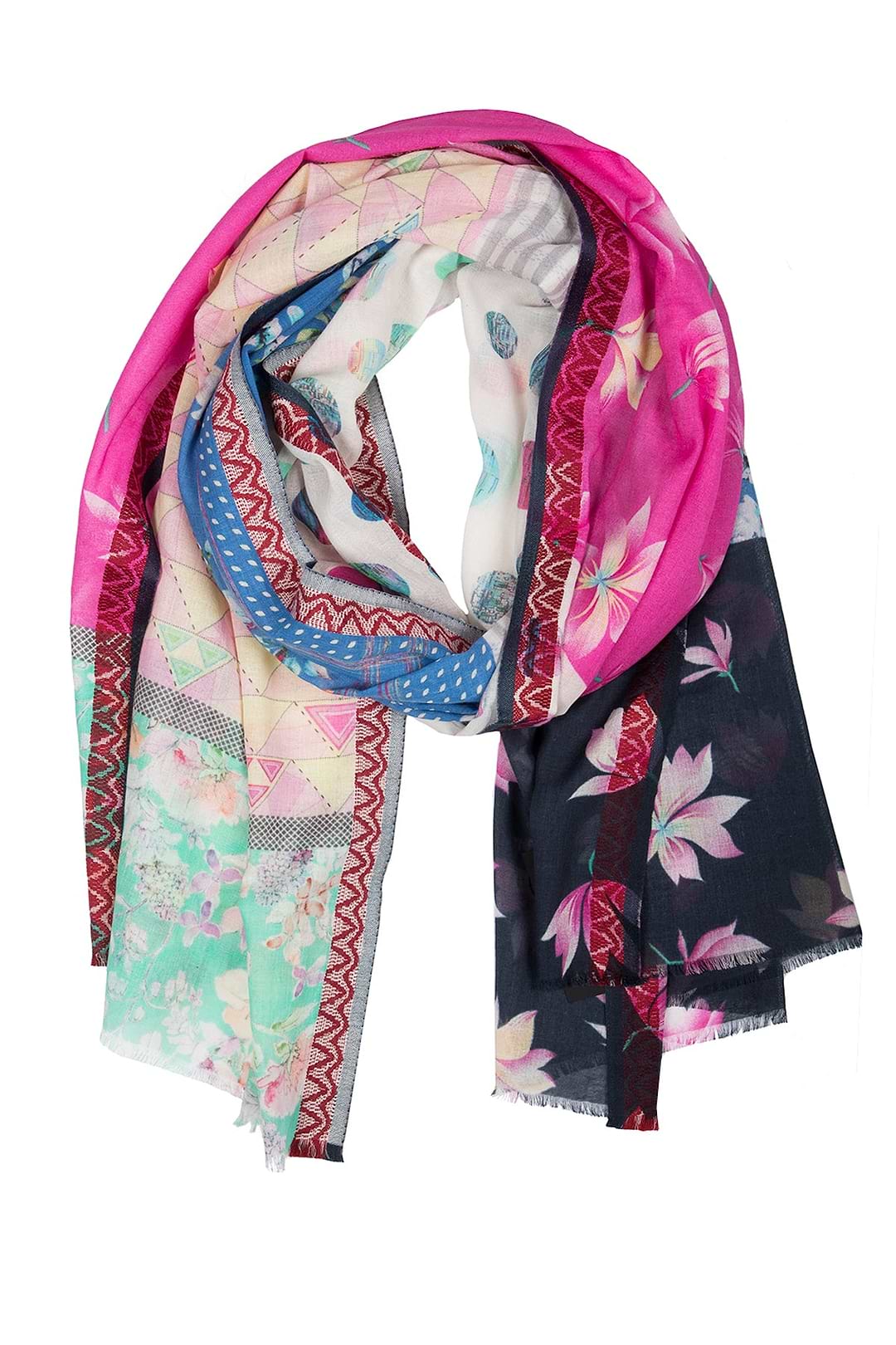 Multi Patterned Floral Scarf