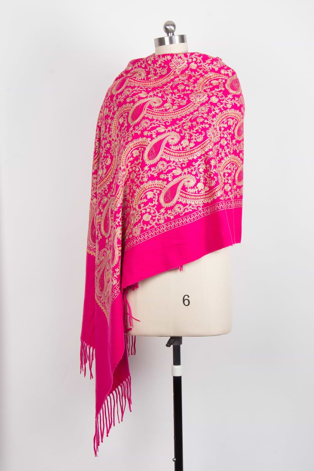 Nora Embroidered Reversible Scarf Deep Pink