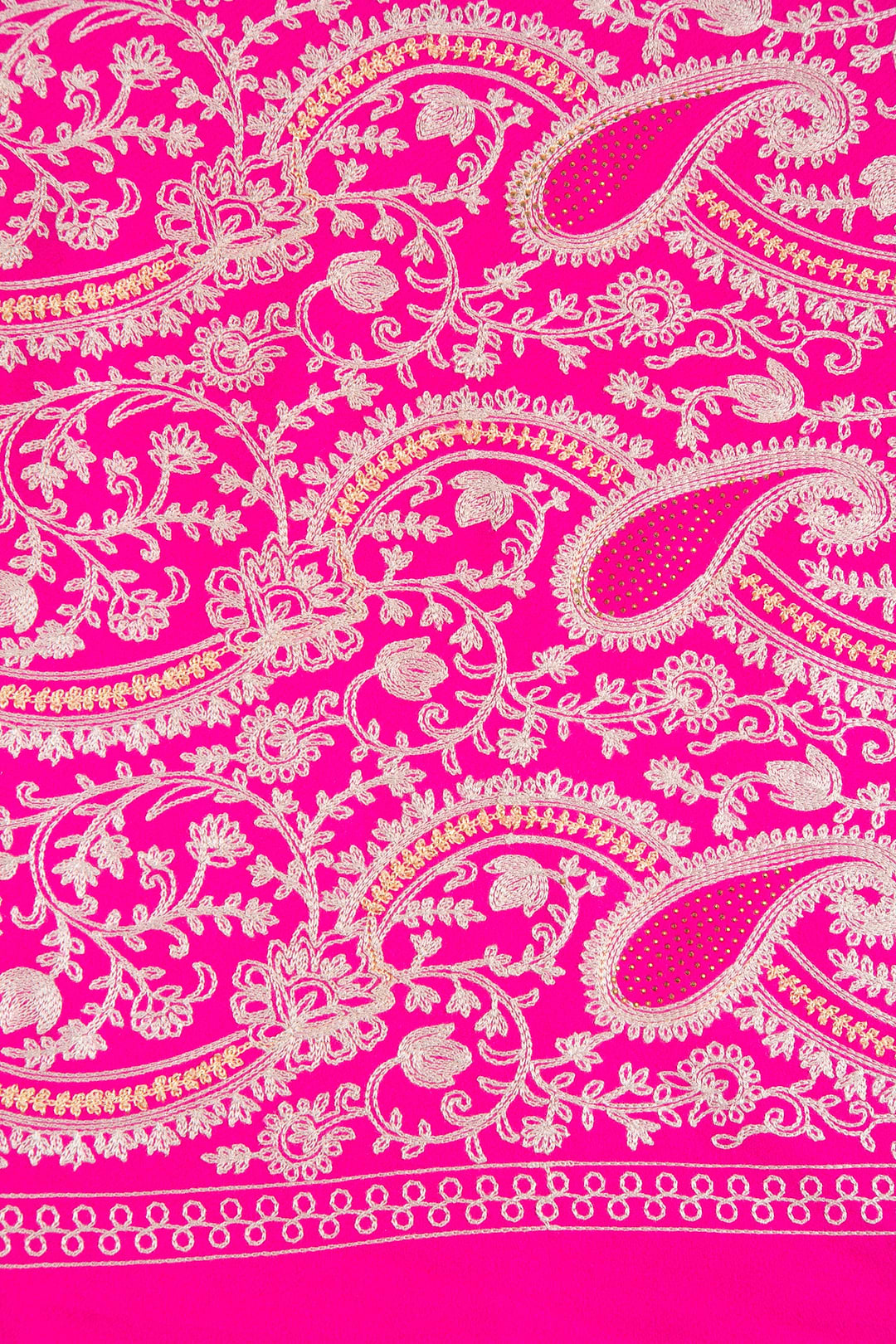 Nora Embroidered Reversible Scarf Deep Pink
