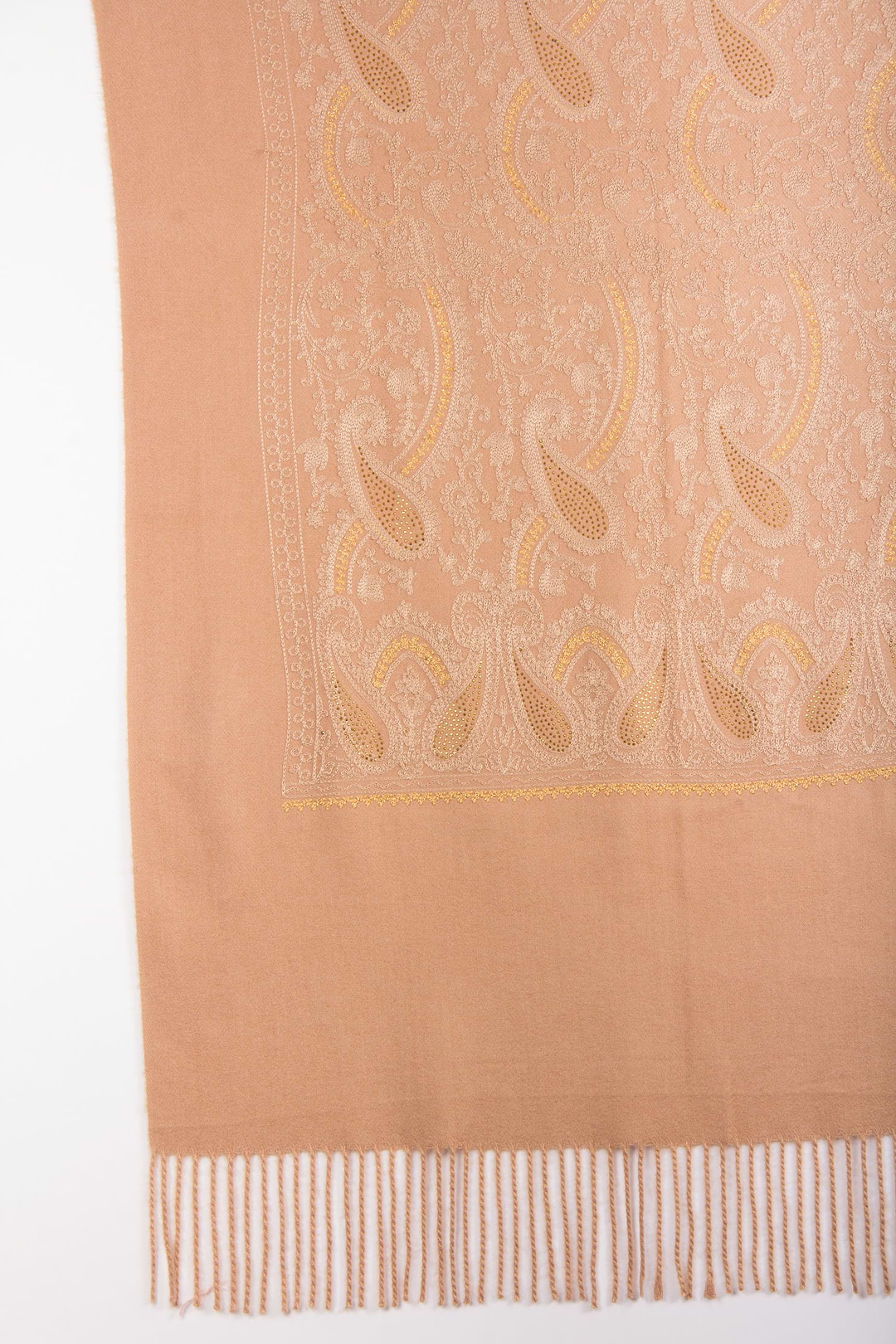Nora Embroidered Reversible Scarf Wheat