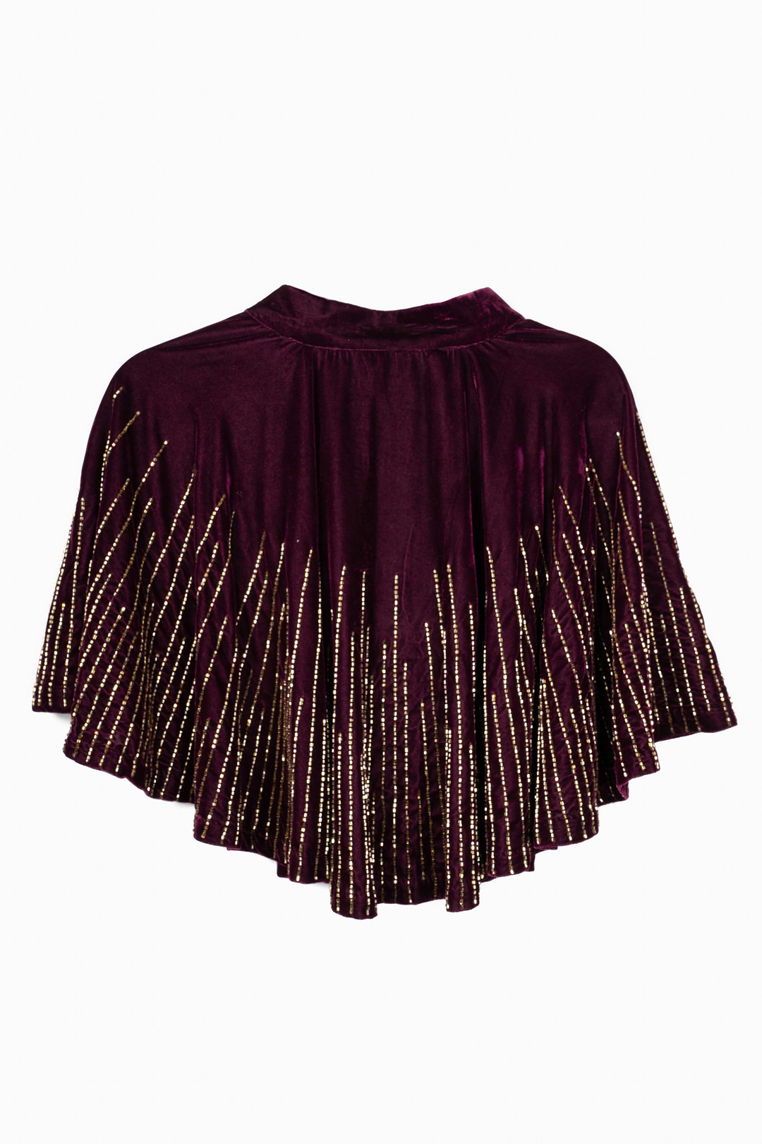 Velvet Crush Embellished Capelet - Plum