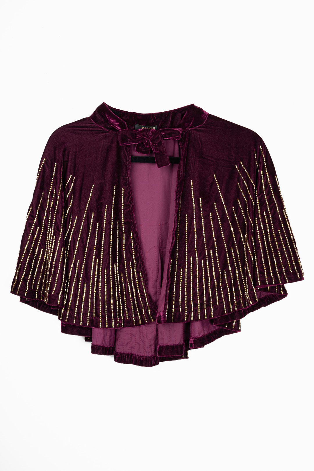 Velvet Crush Embellished Capelet - Plum