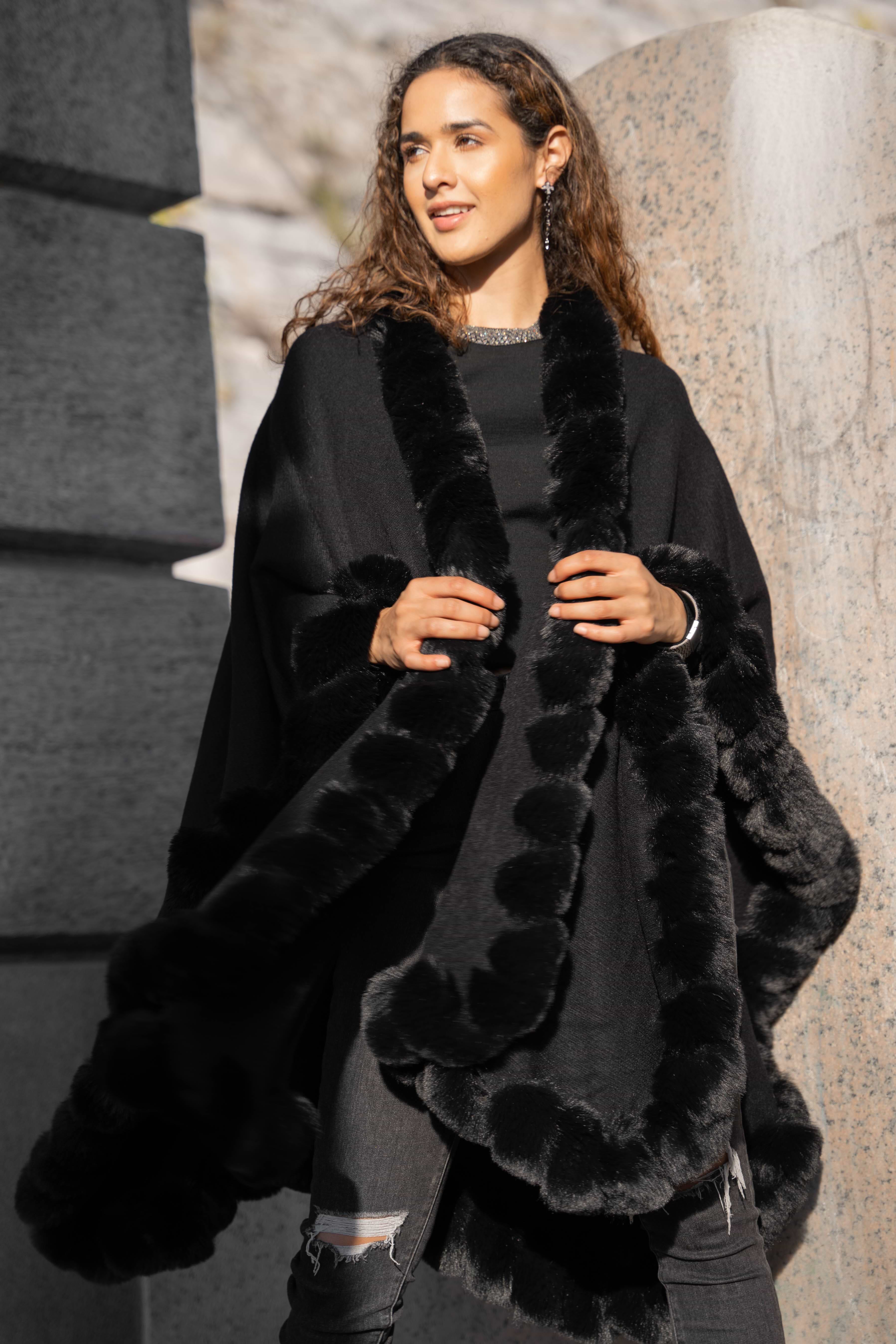 Faux Fur Cape Kimono | Cozy Winter Layer | SAACHI