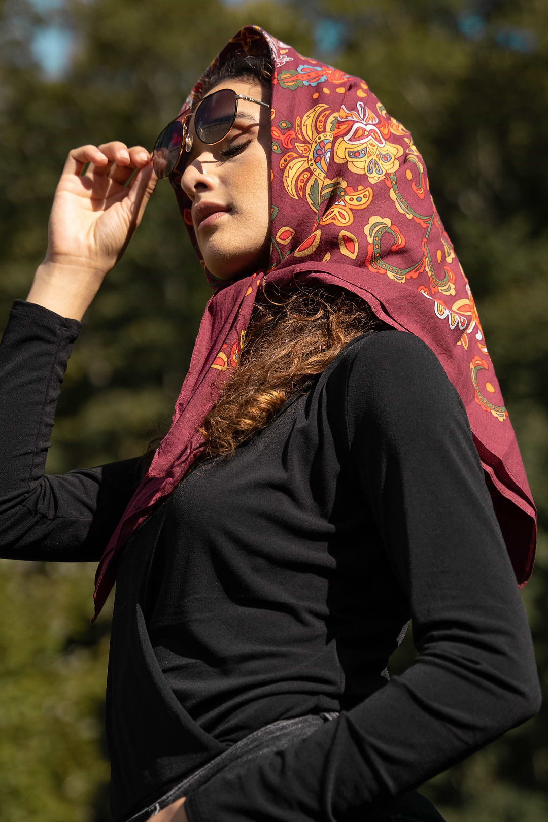 Oversized Cotton Bandana Maroon
