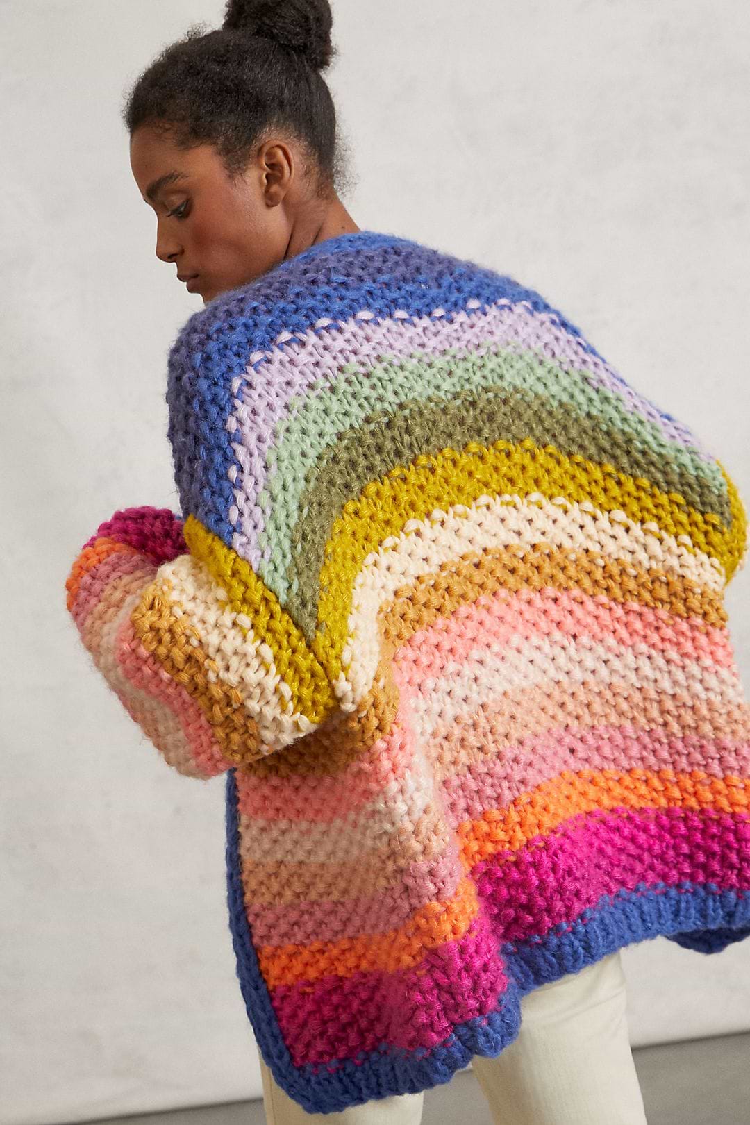 Rainbow Knitted Cardigan- Dark Multi