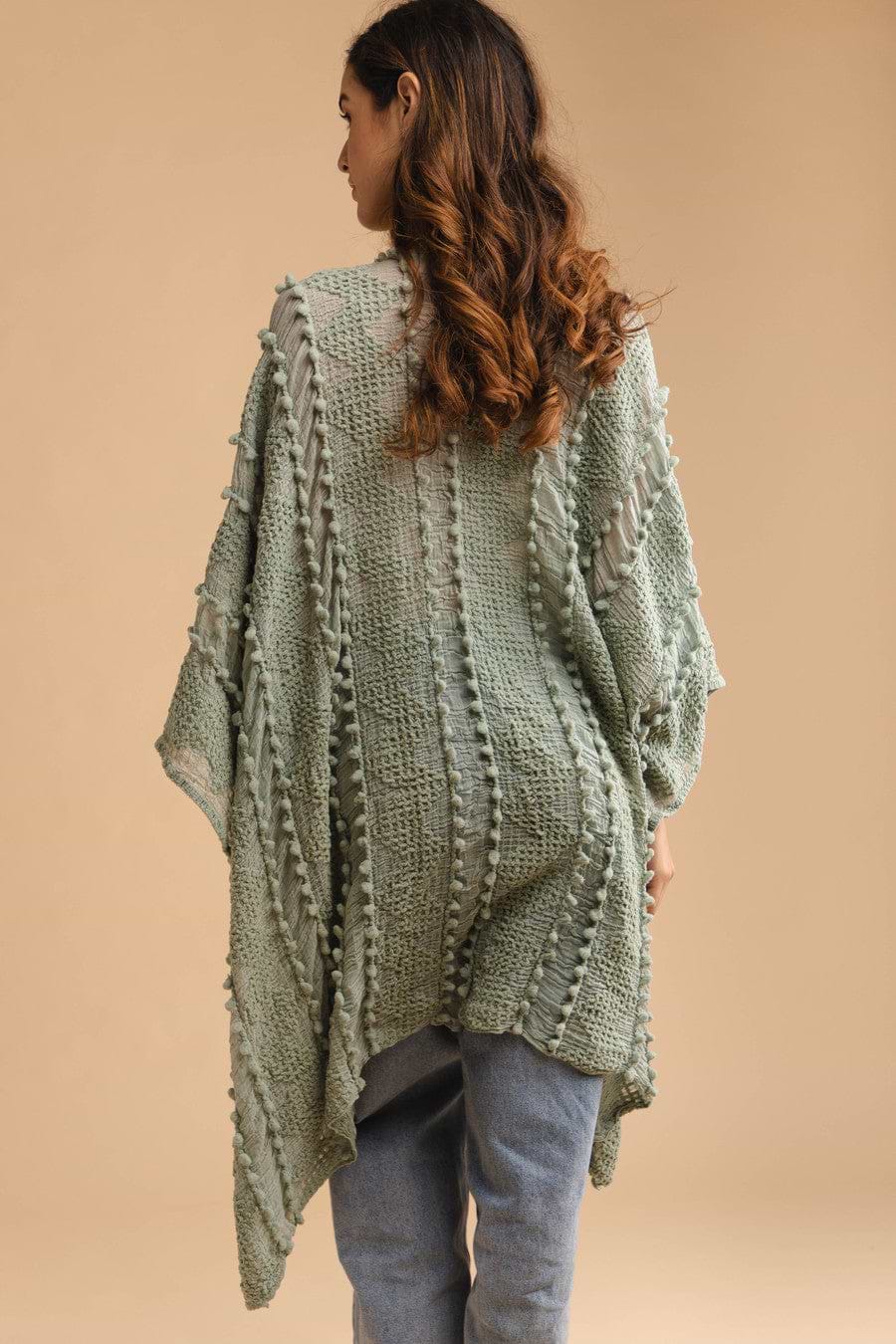 Bohemian Textured Kimono - Medium Aquamarine