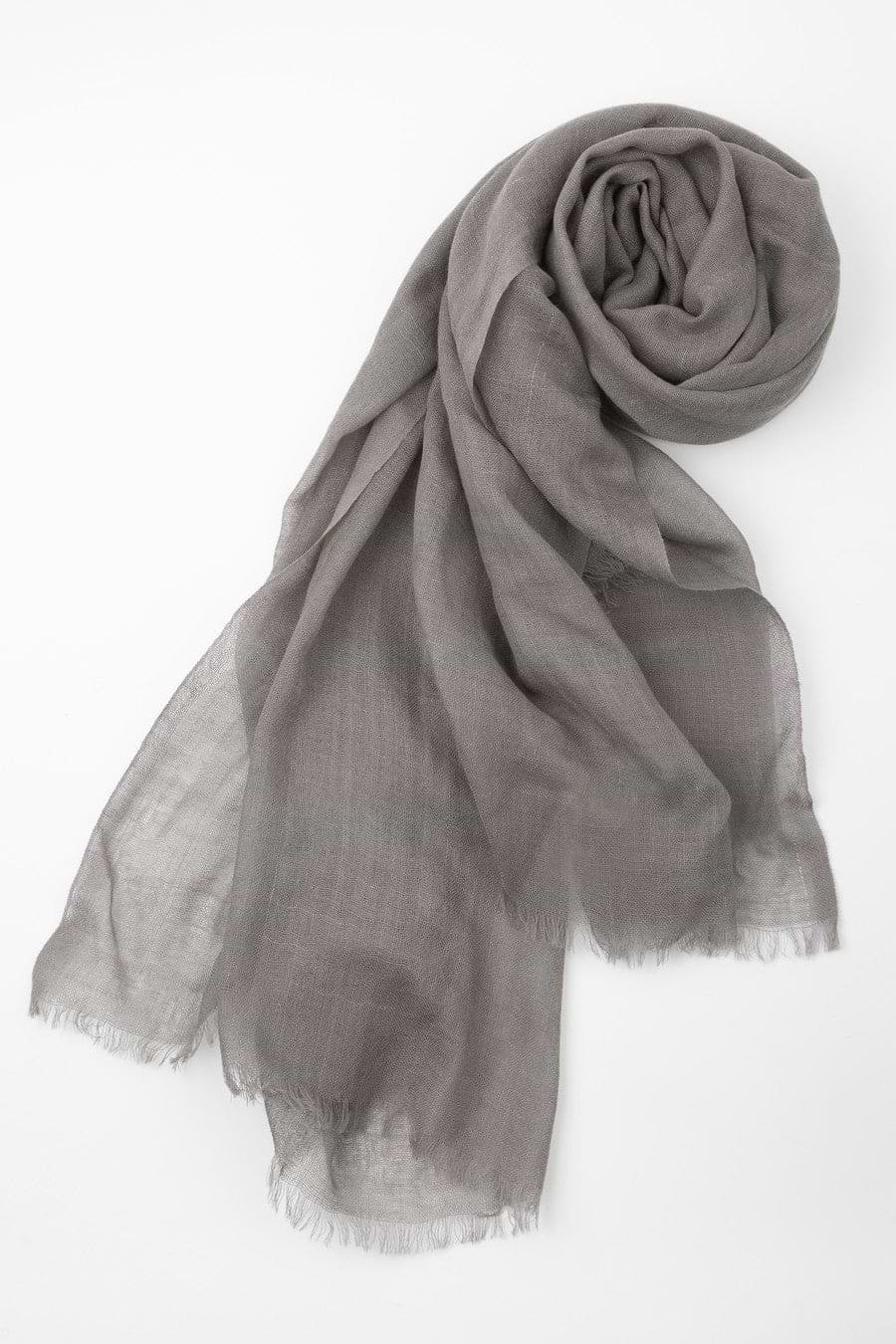 Woolen Fringe Scarf - Dark Gray