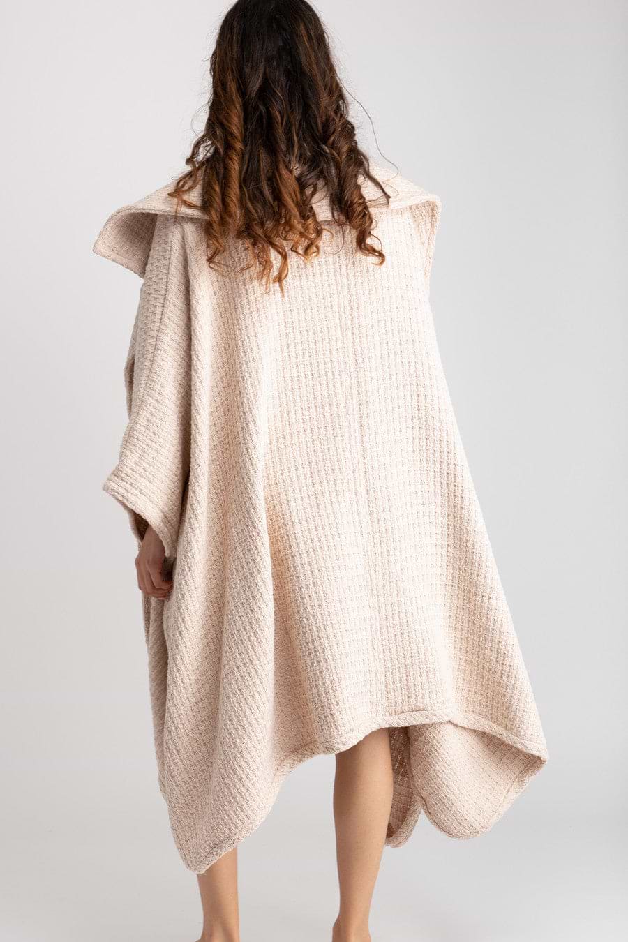 Comfy Oversized Waffle Knit Collared Jacket - Whisper Pink