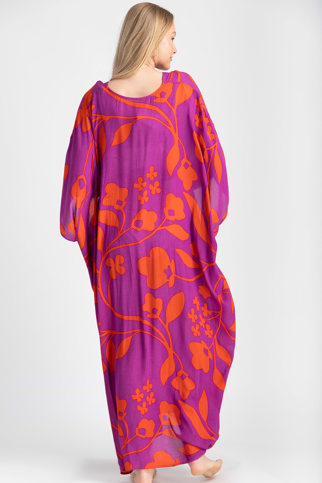 Bold Floral Kaftan Maxi Deep Pink