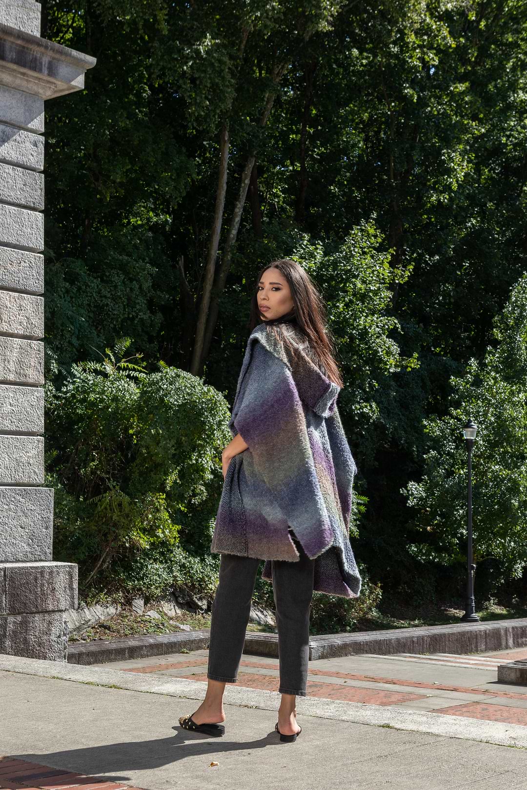 Hooded Kimono Multicolor Gradient