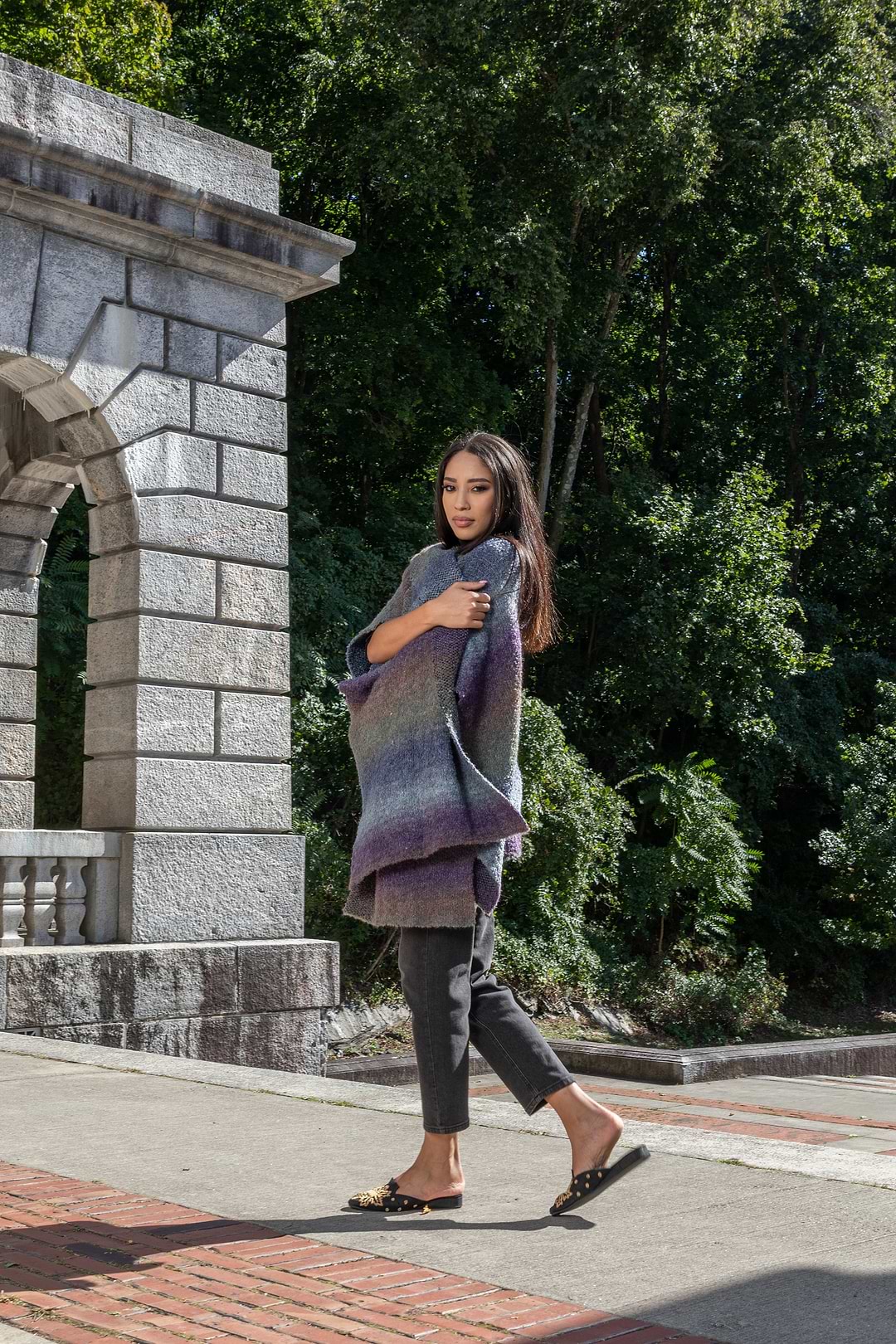 Hooded Kimono Multicolor Gradient