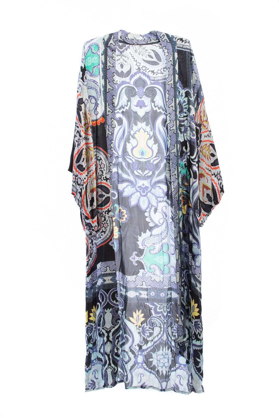 Margo Multi Paisley Print Kimono Powder Blue