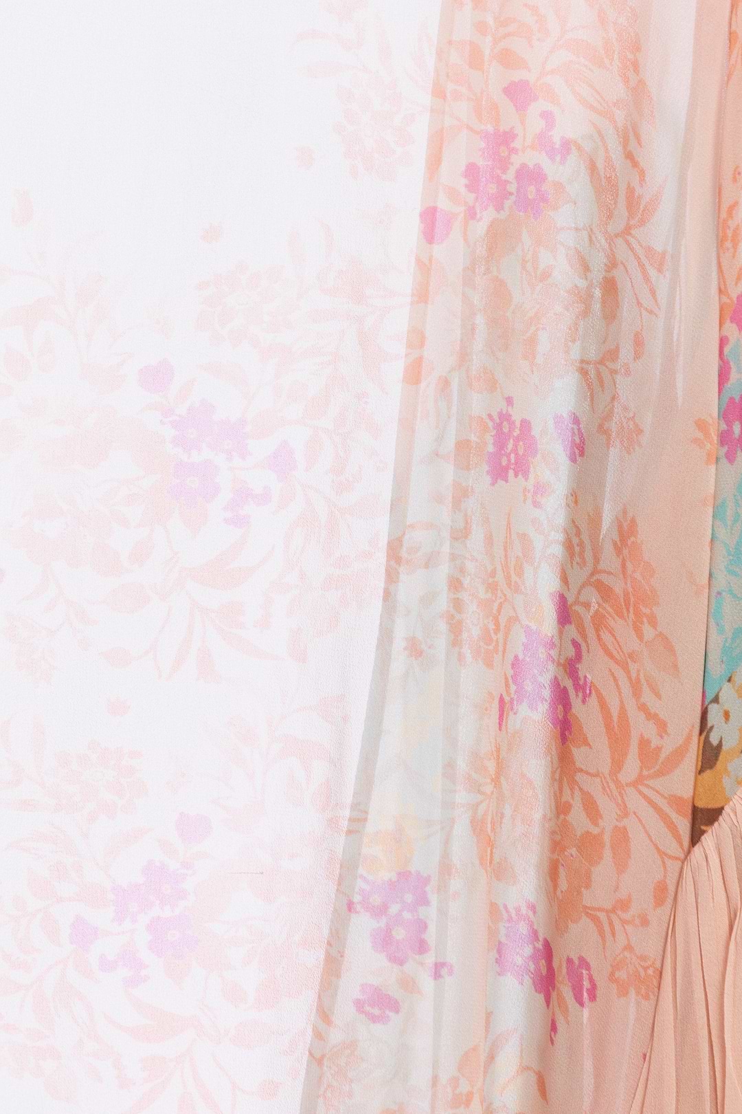 Mystical Garden Ruffle Sleeve Kimono - Peachpuff