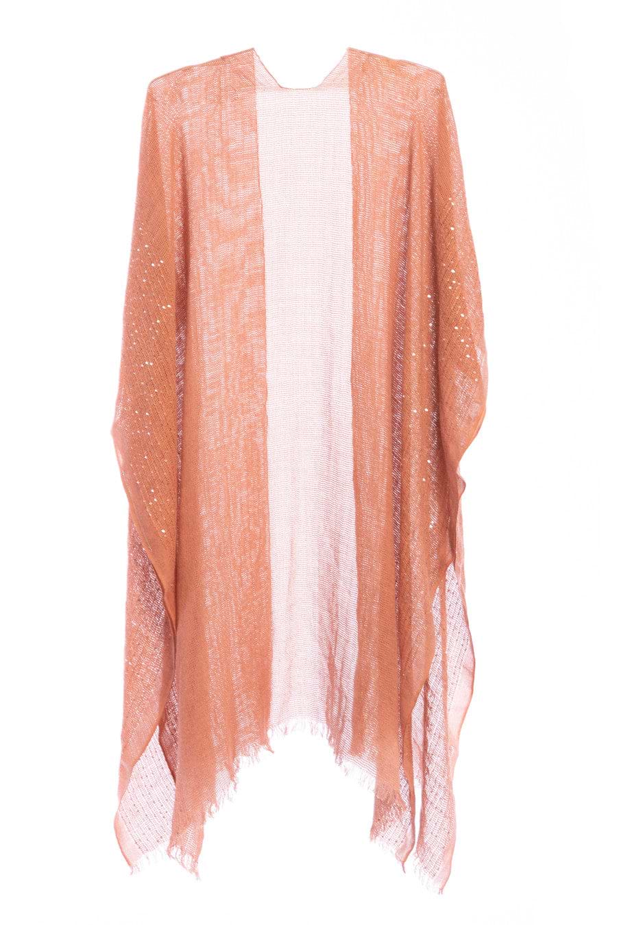 Shimmering Sequin Ruana - Dark Salmon