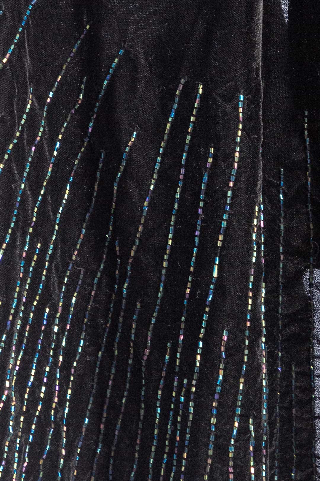 Velvet Crush Embellished Capelet - Black