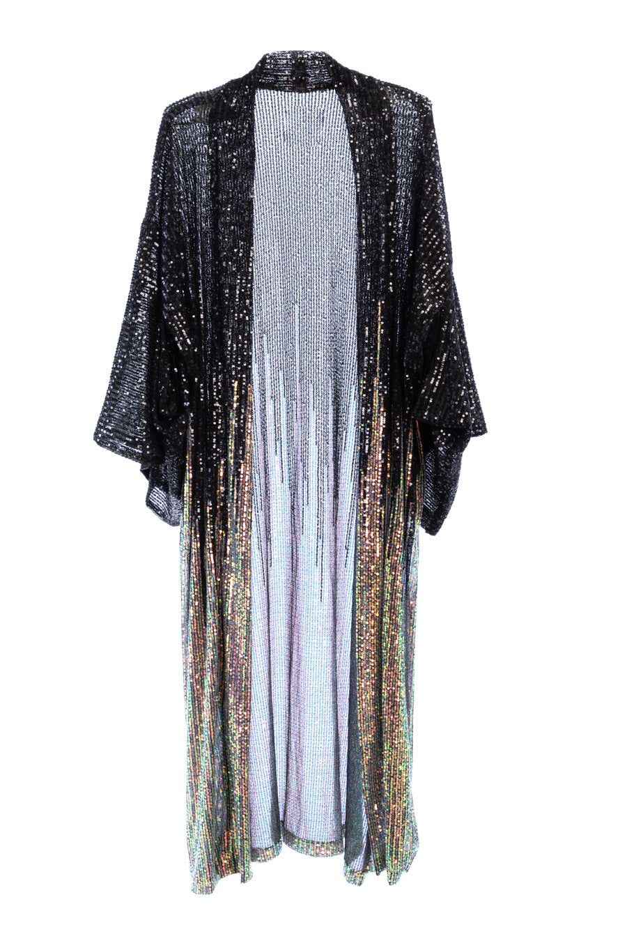 Sequin Kimono Duster Formal - Black
