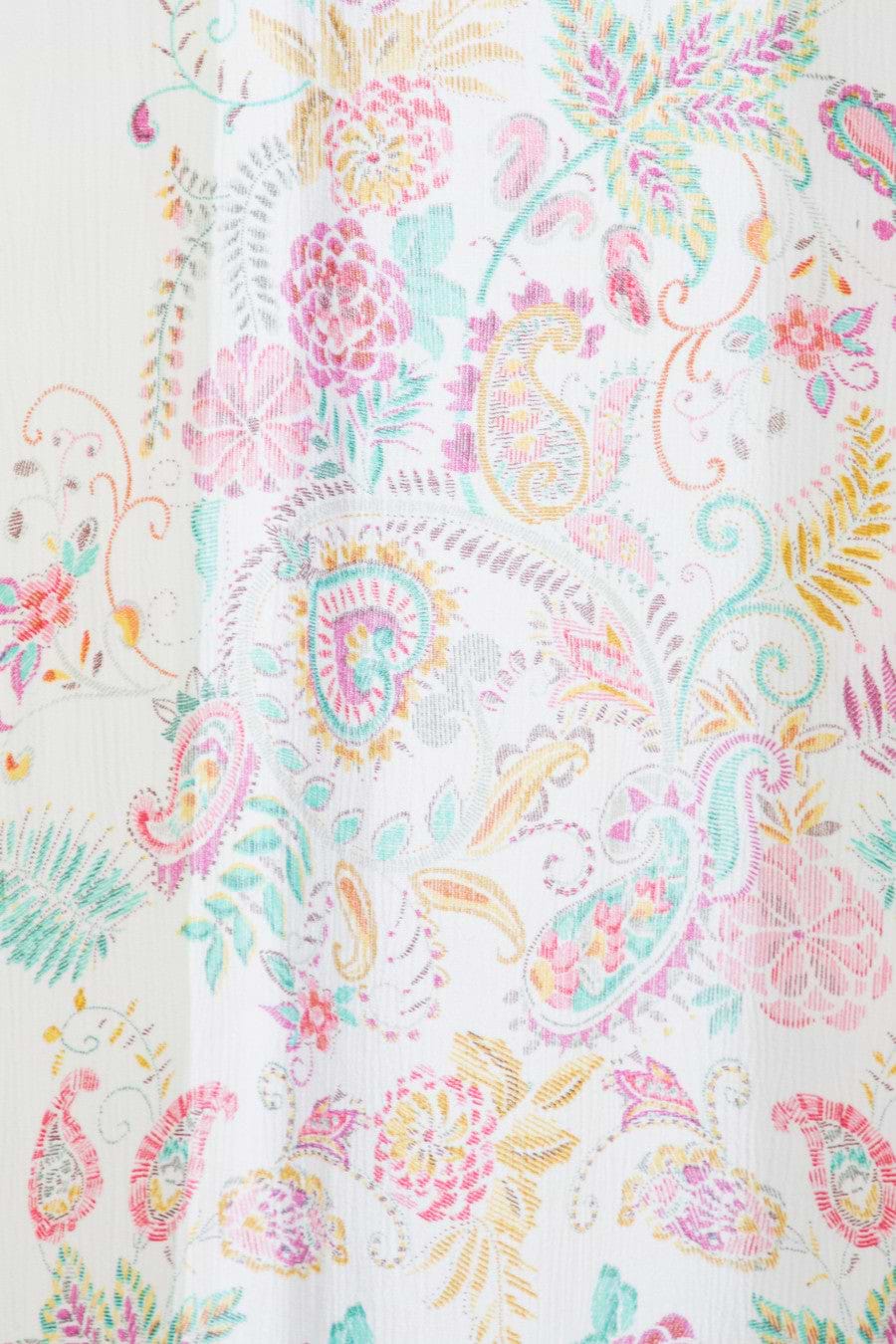 Flowy Paisley Kimono Long - White