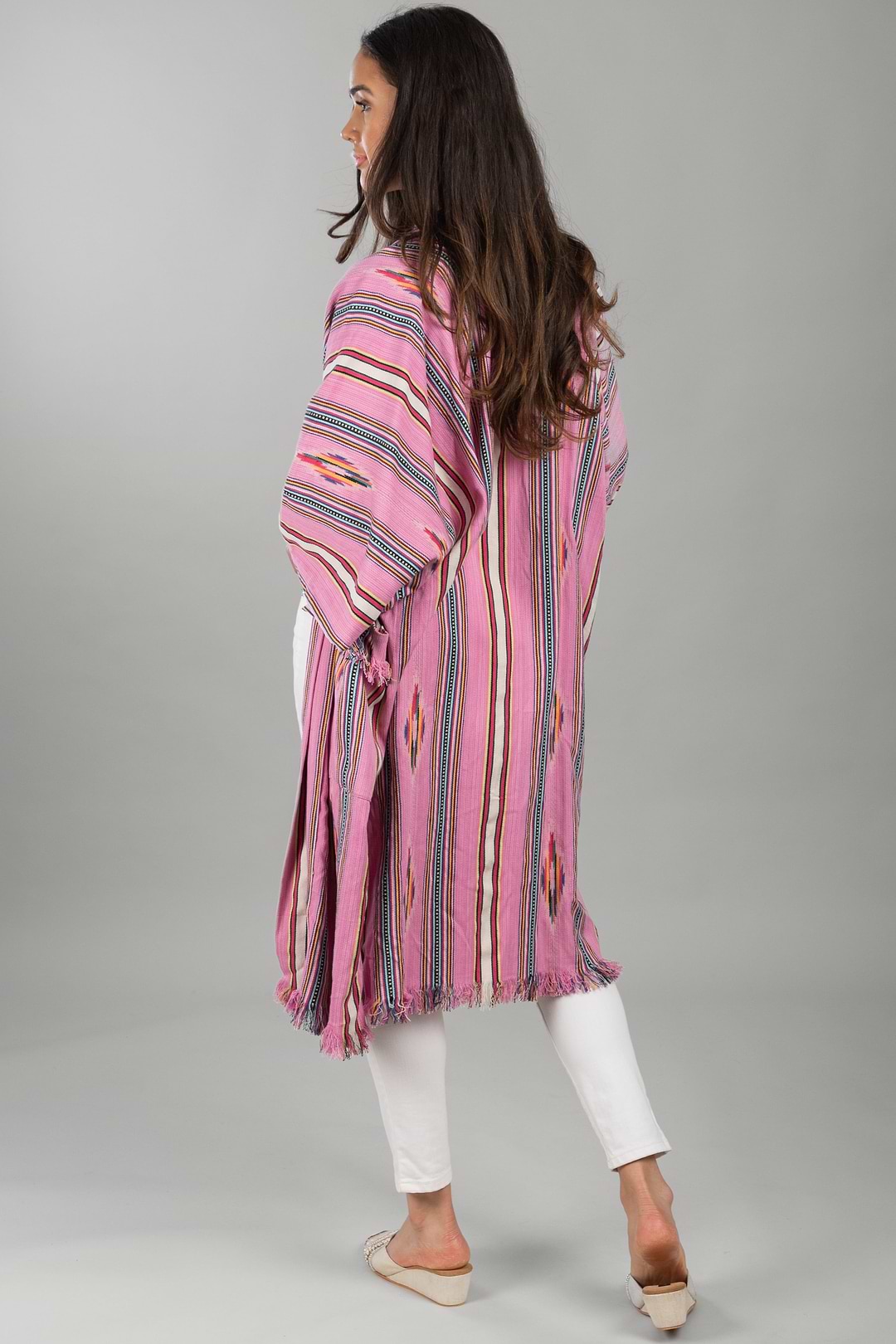 Ikat Striped Jacket Pink