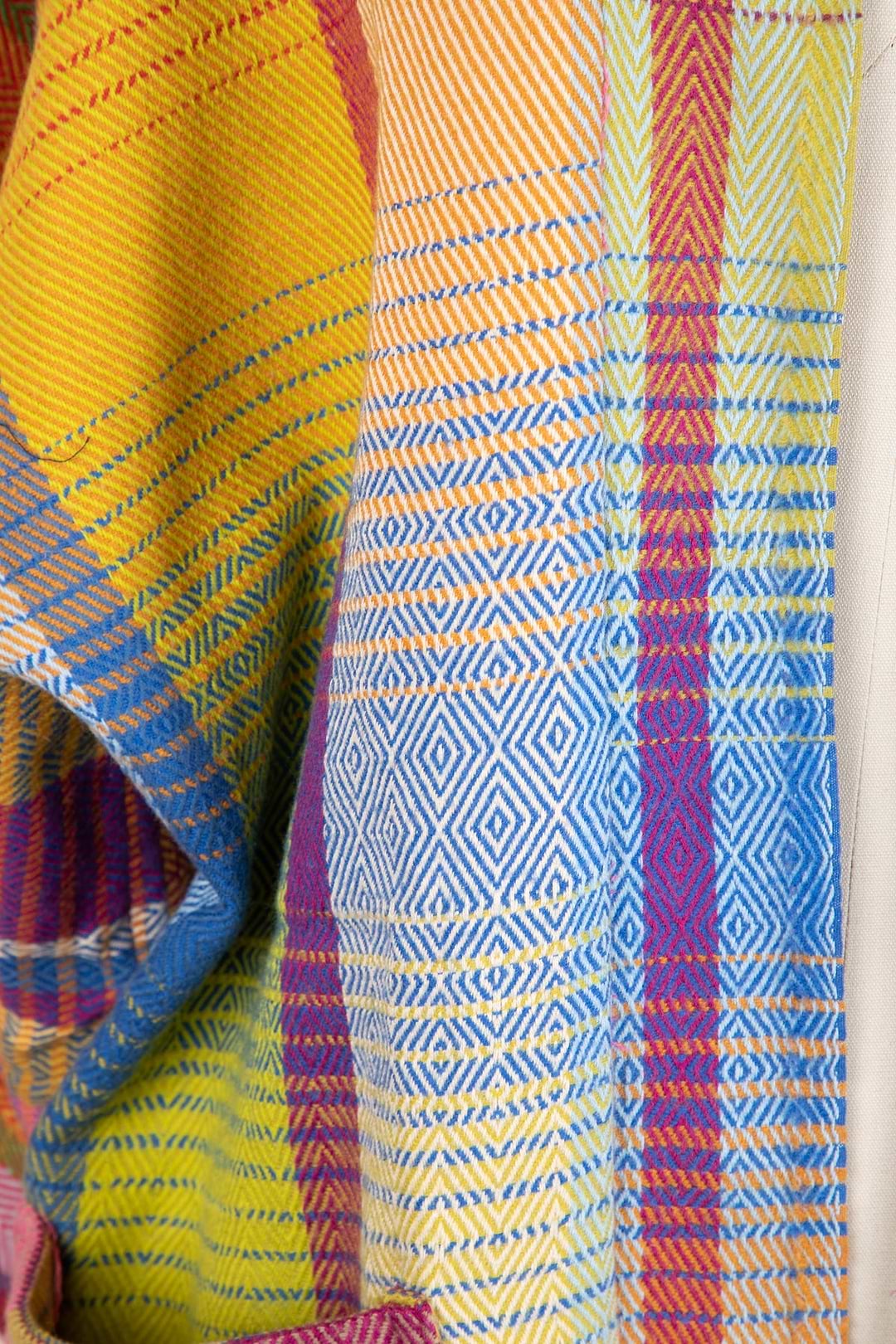 Rainbow Tartan Long Jacket - Green Yellow