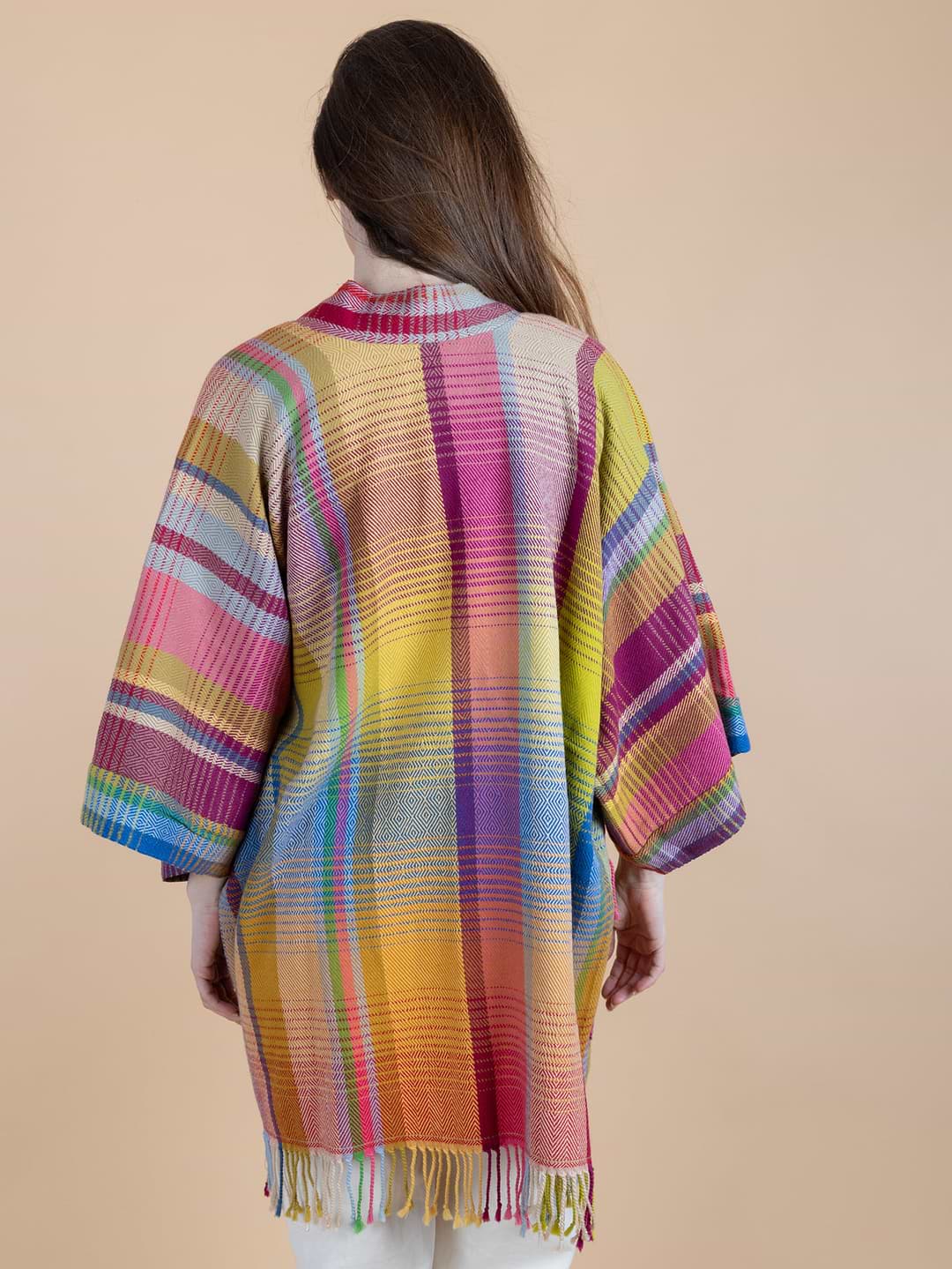 Rainbow Tartan Long Jacket - Green Yellow