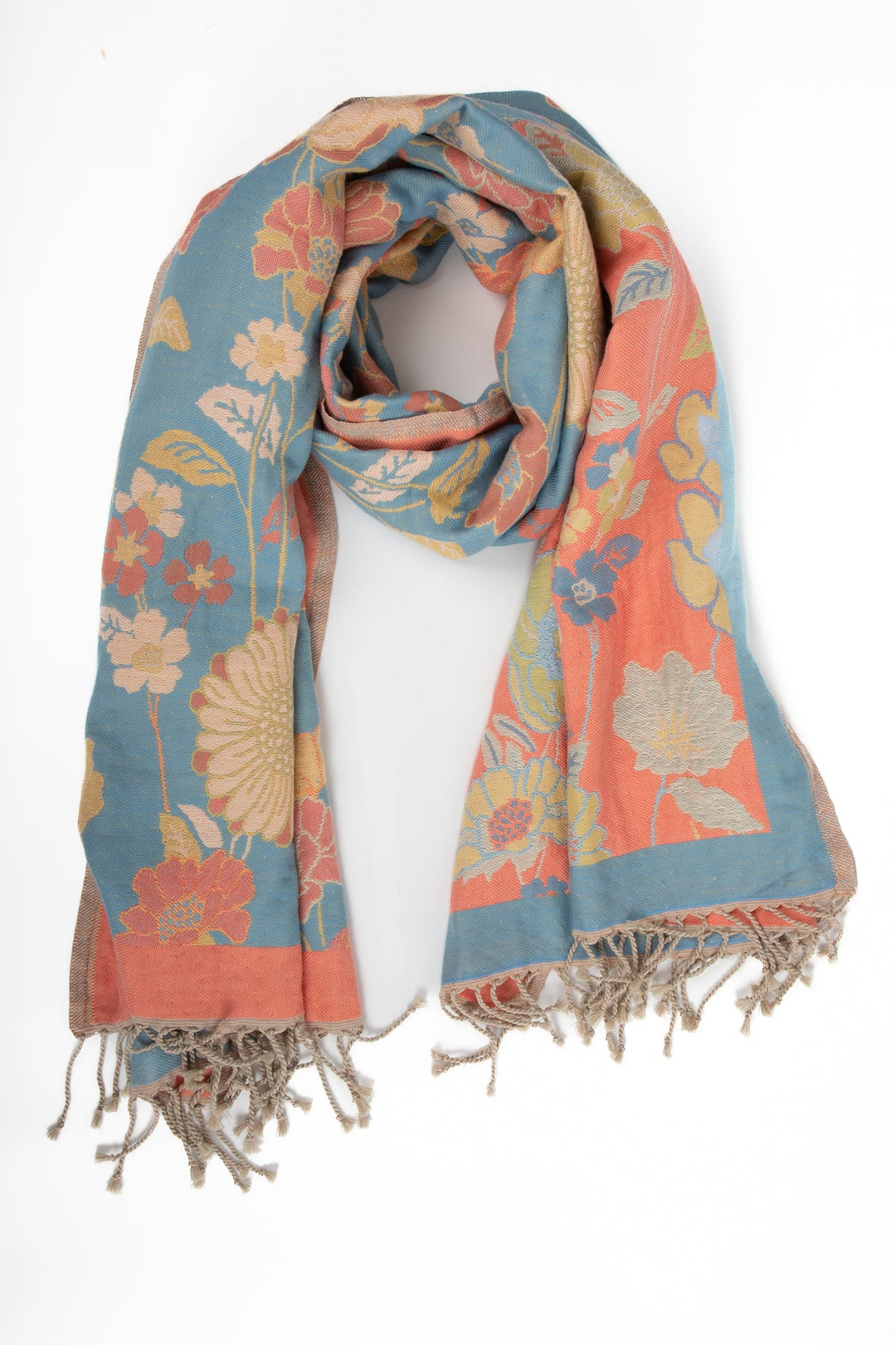 Fiore Pastel Reversible Scarf - Aqua
