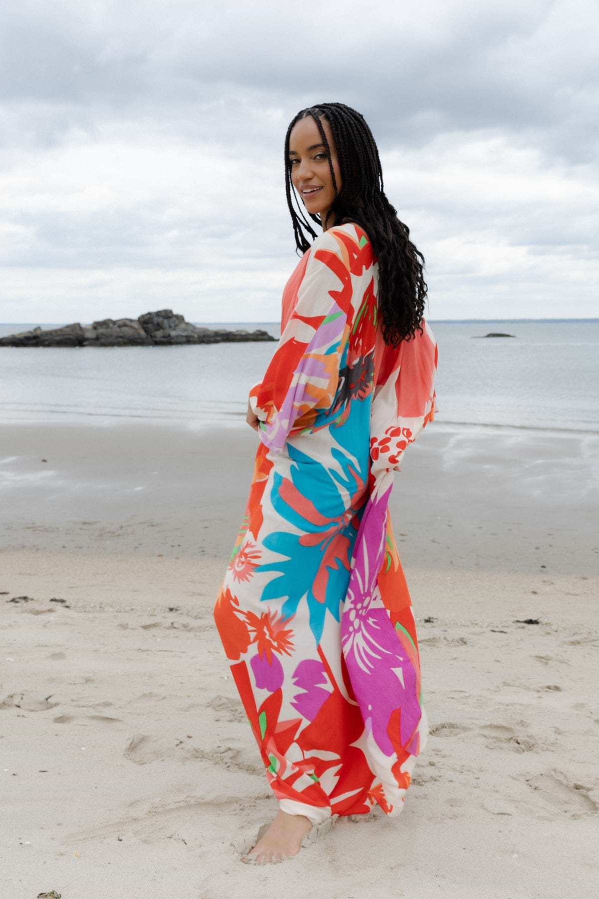 Multicolor Floral Kaftan Maxi - Dark Multi