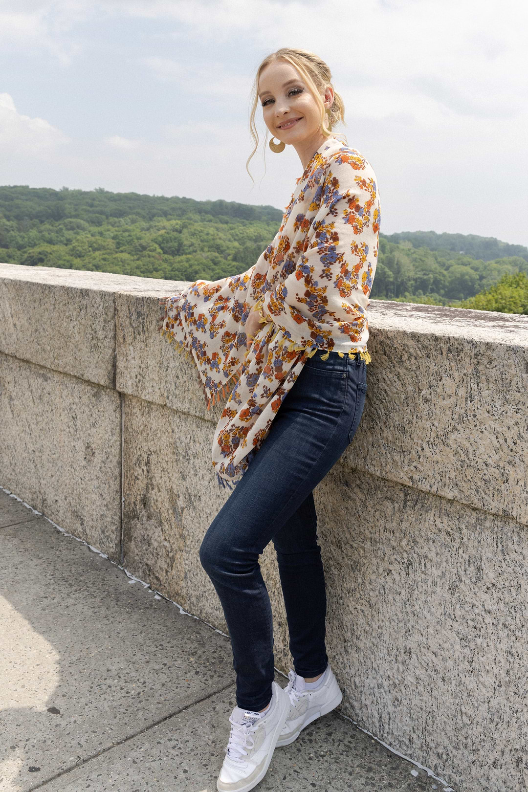 Atalia Multi Floral Scarf - Ivory