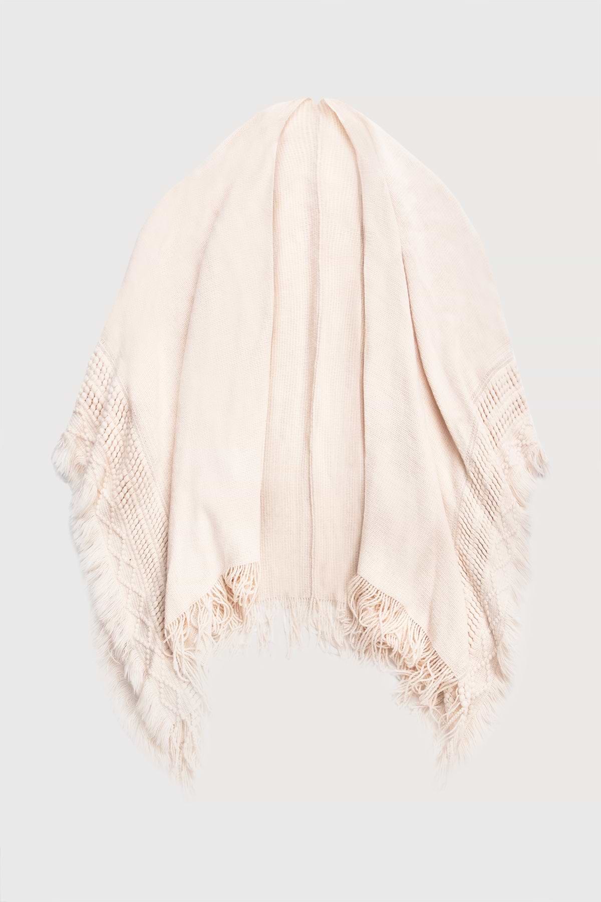 Fringed Trim Kimono Ivory