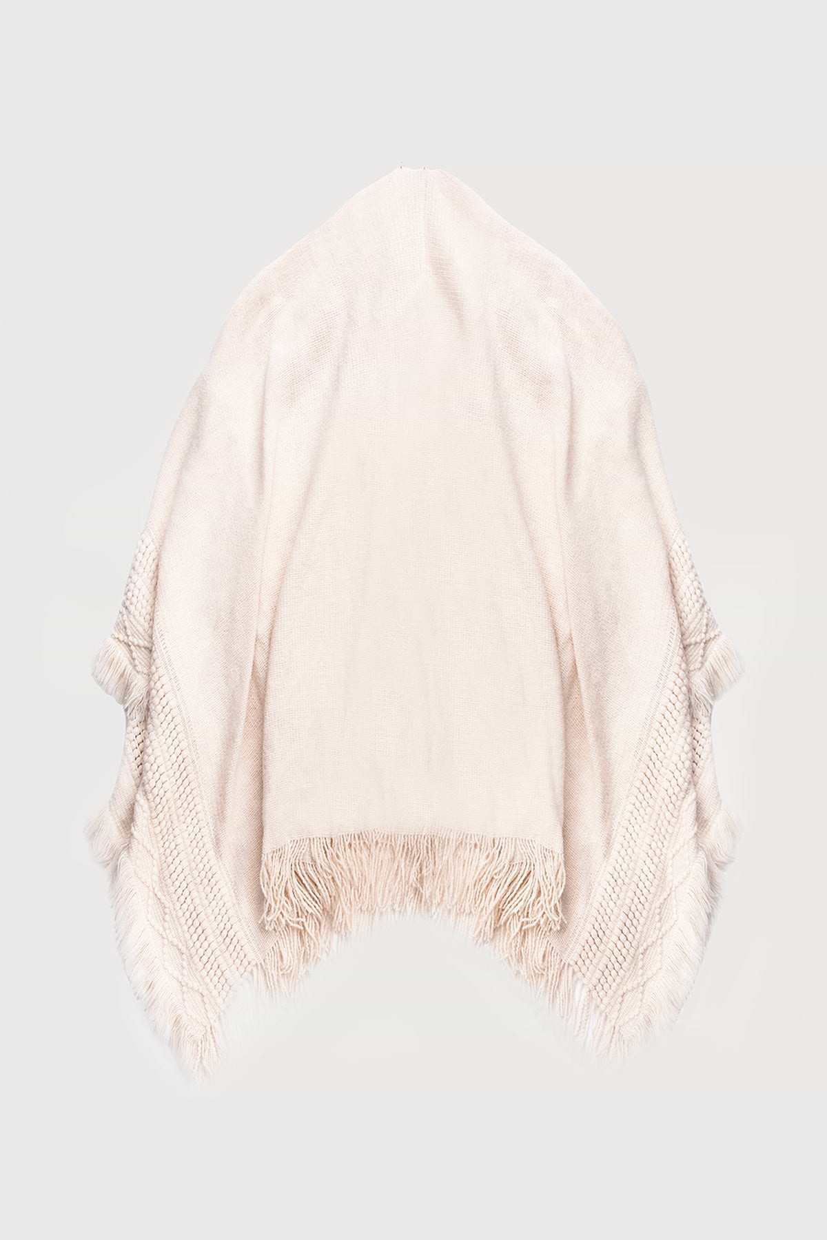Fringed Trim Kimono Ivory