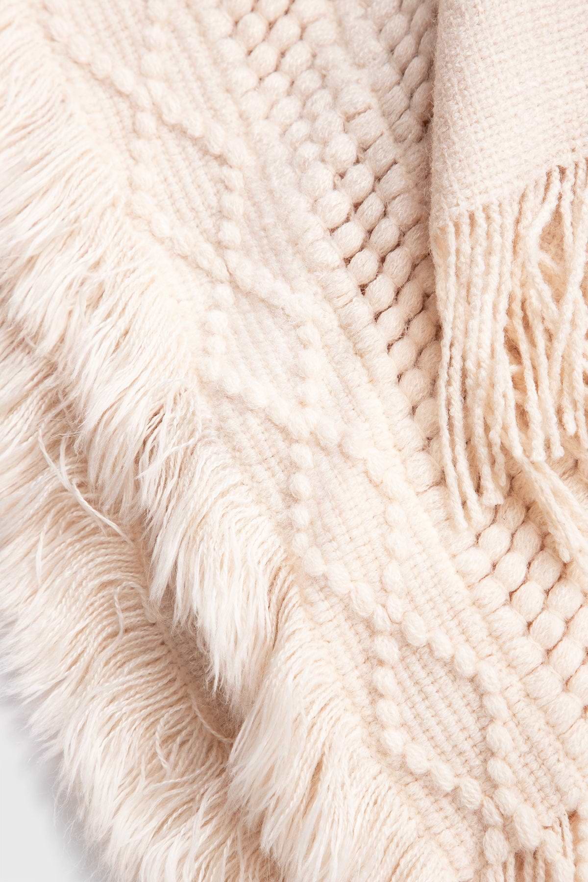 Fringed Trim Kimono Ivory