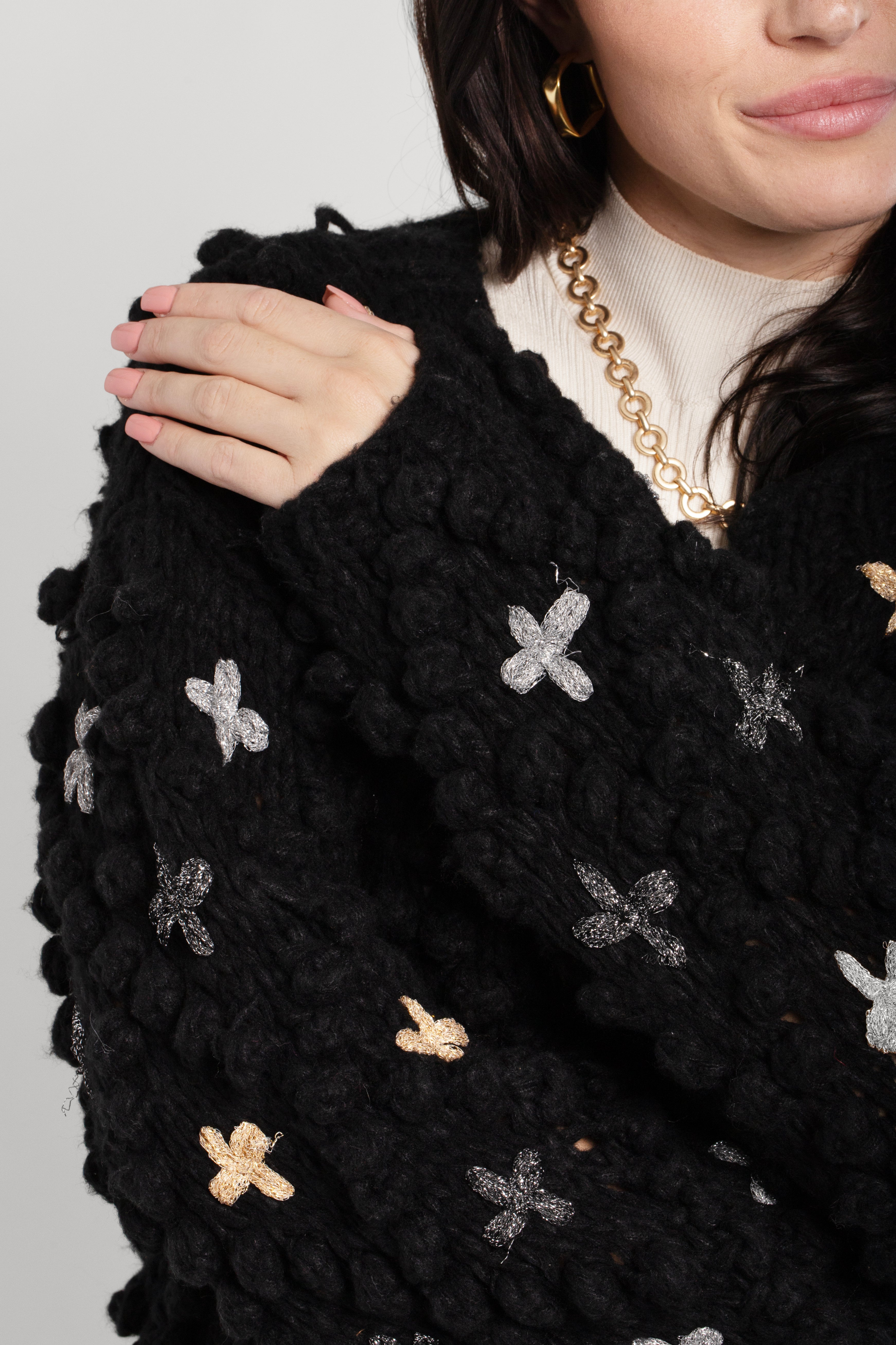 Floral Knitted Pom-Pom Cardigan | SAACHI