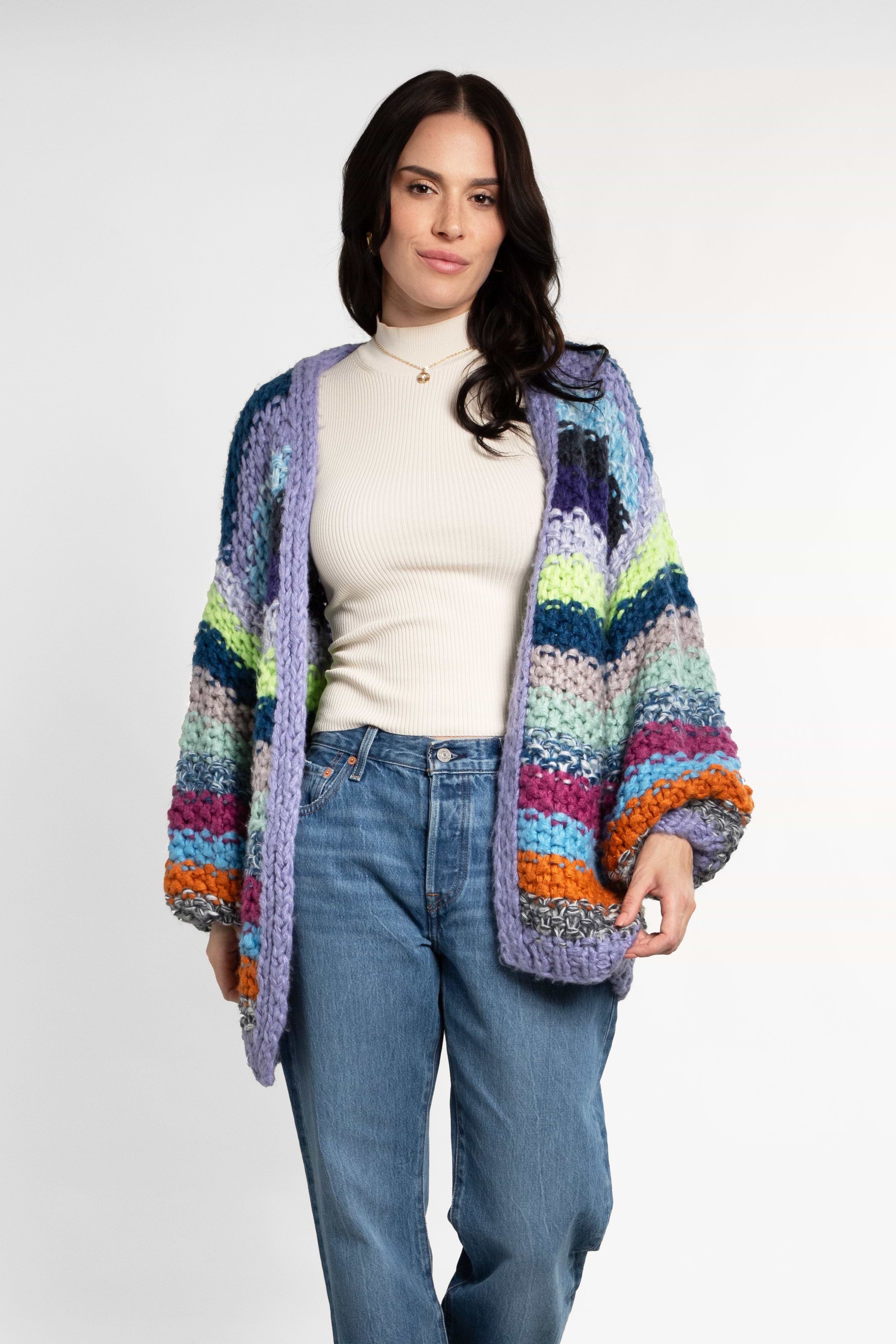 Rainbow Knitted Cardigan for Women | SAACHI