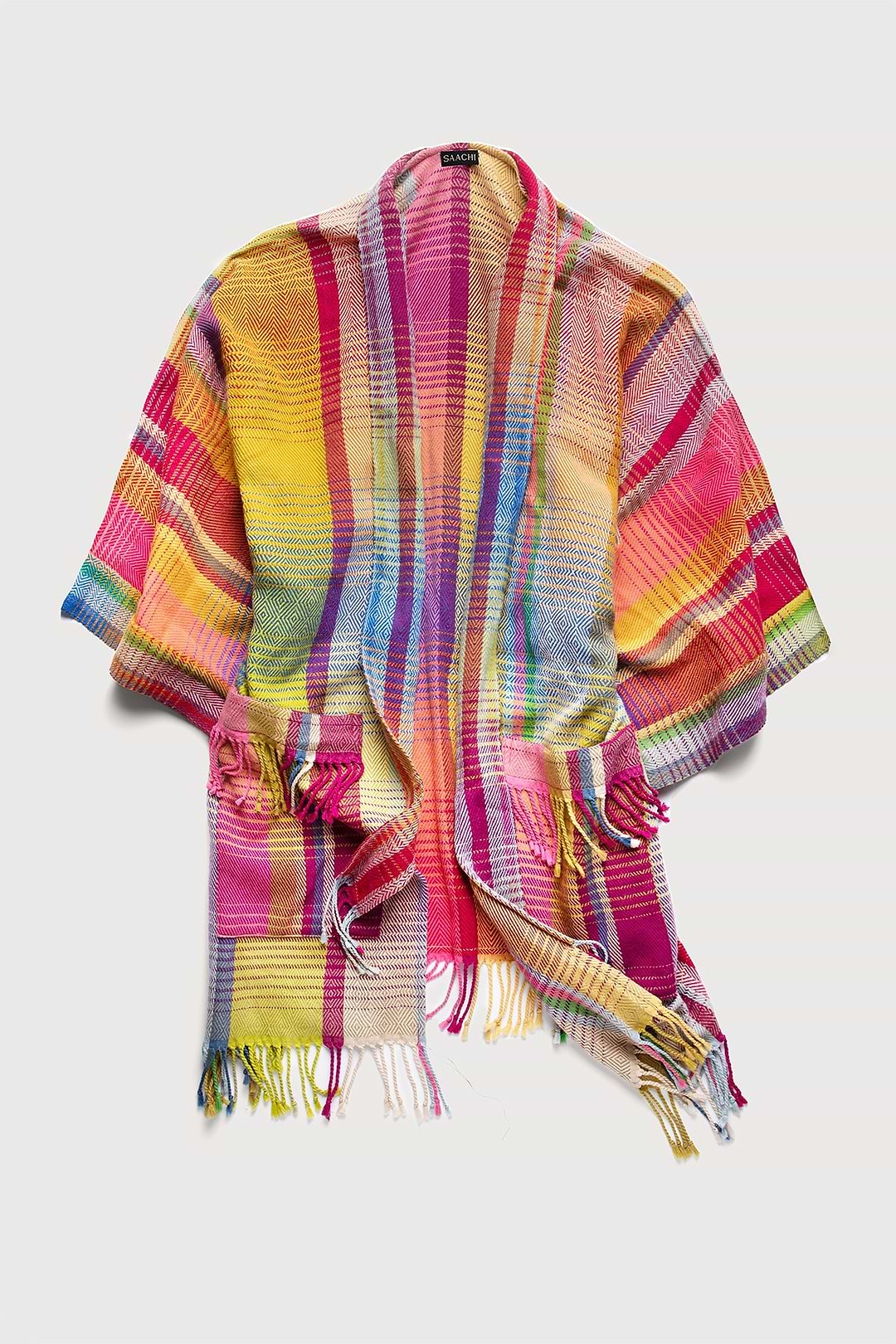 Rainbow Tartan Long Jacket - Green Yellow