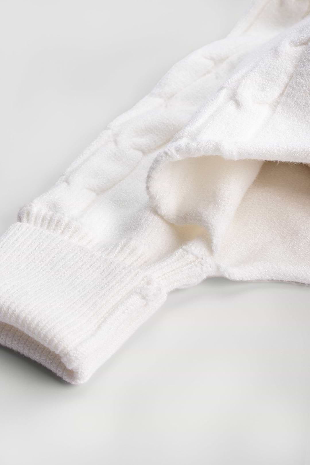 Turtleneck Sweater Cable Knit Poncho - White