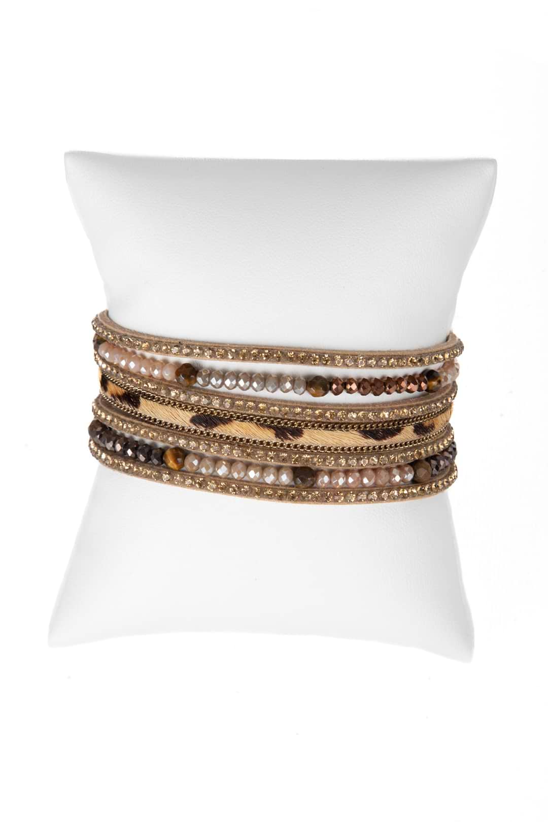 Beaded Animal Fur Bracelet - Camel