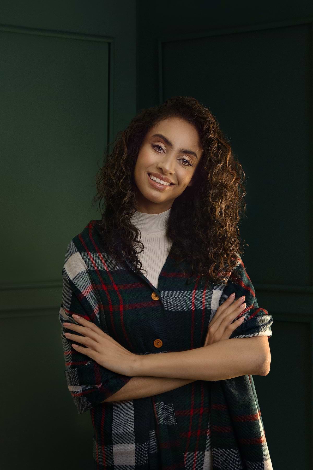 Plaid Tassel Buttoned Poncho - Navy