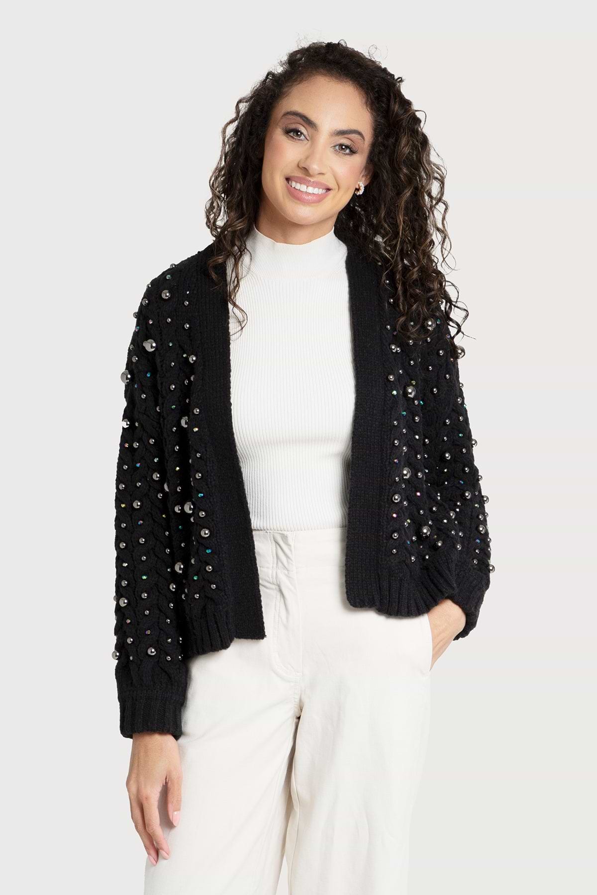 ヘヨン　pearl knit cardigan / black Pearl Knit Cardigan Sweater | SAACHI