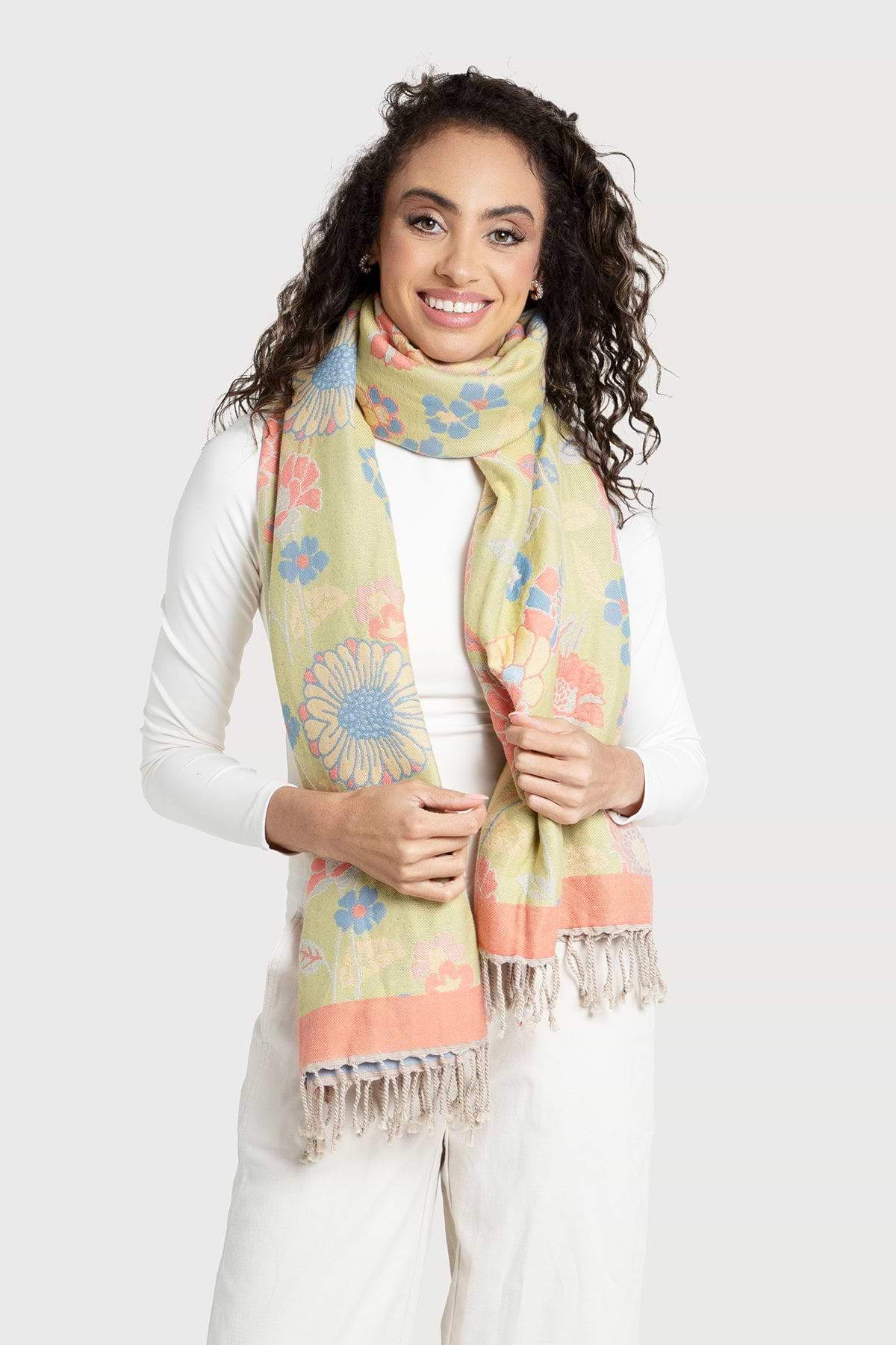 Fiore Pastel Reversible Scarf - Yellow