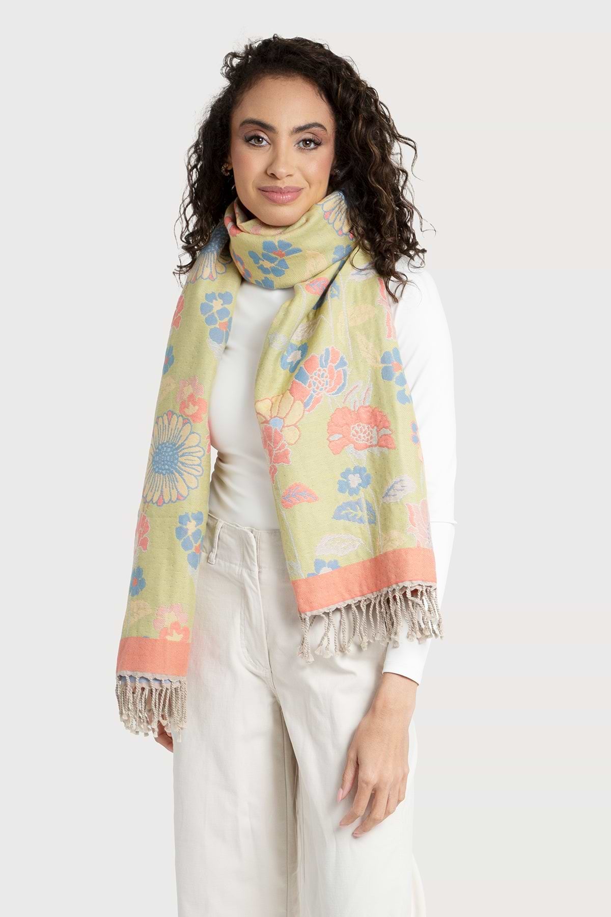 Fiore Pastel Reversible Scarf - Yellow