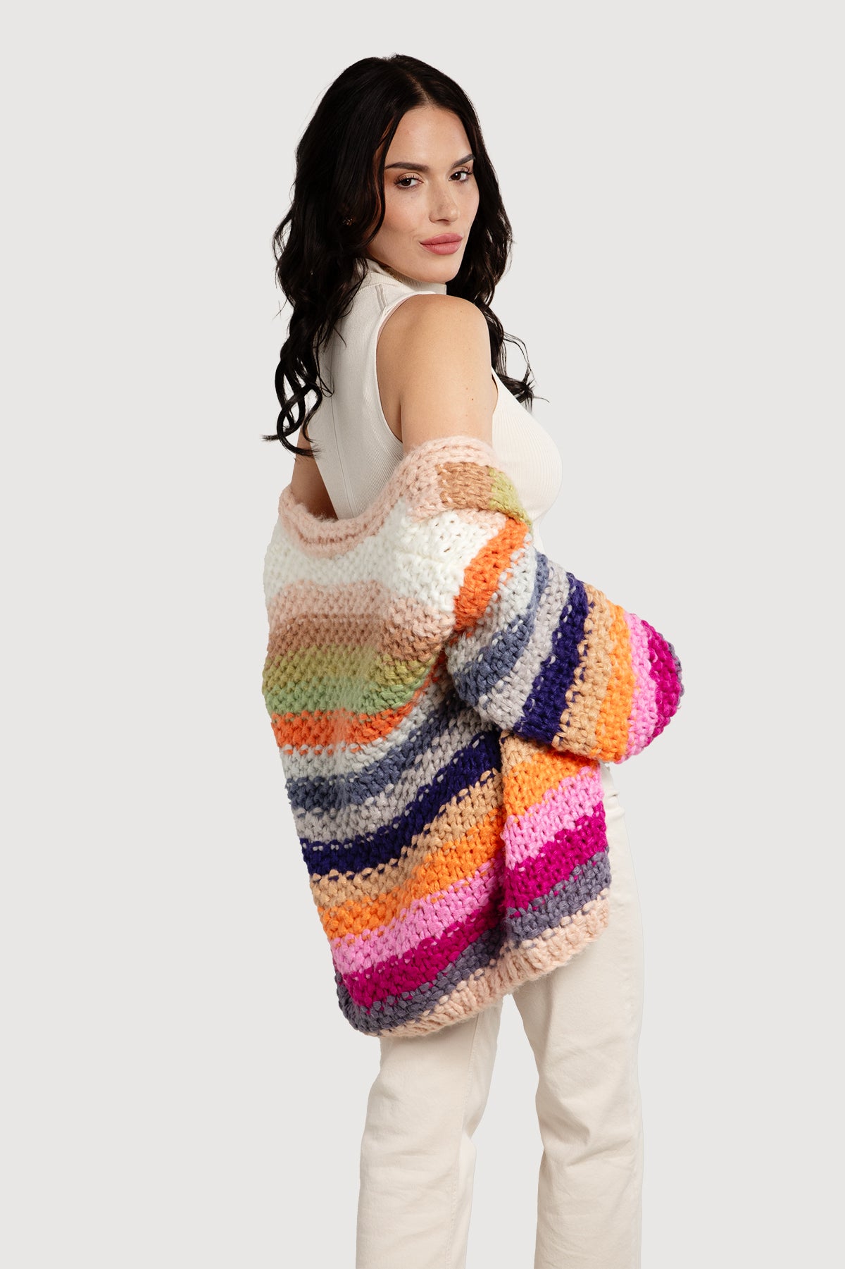 Rainbow Knitted Cardigan - Light Multi