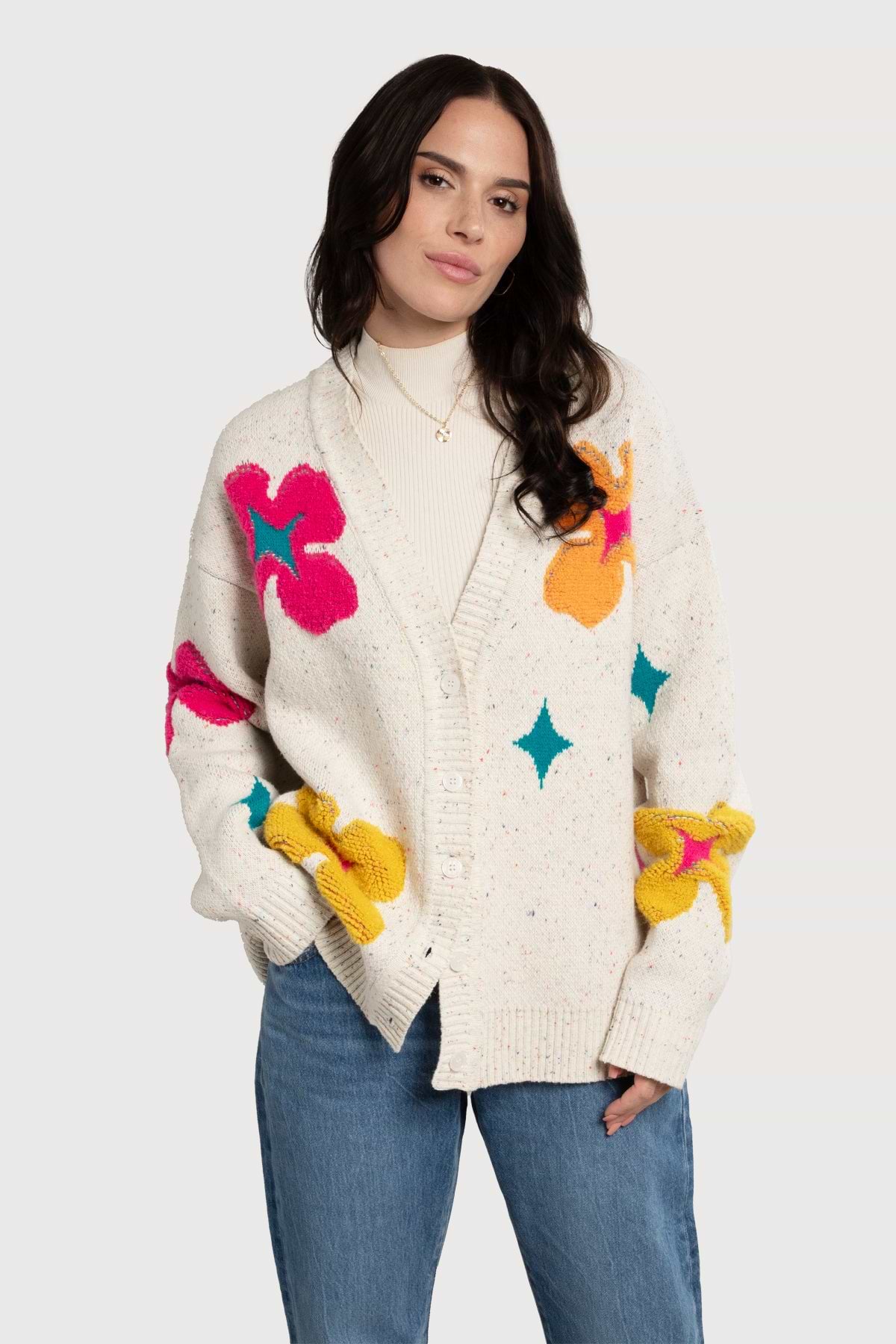 Floral Cardigan Button Up - Ivory
